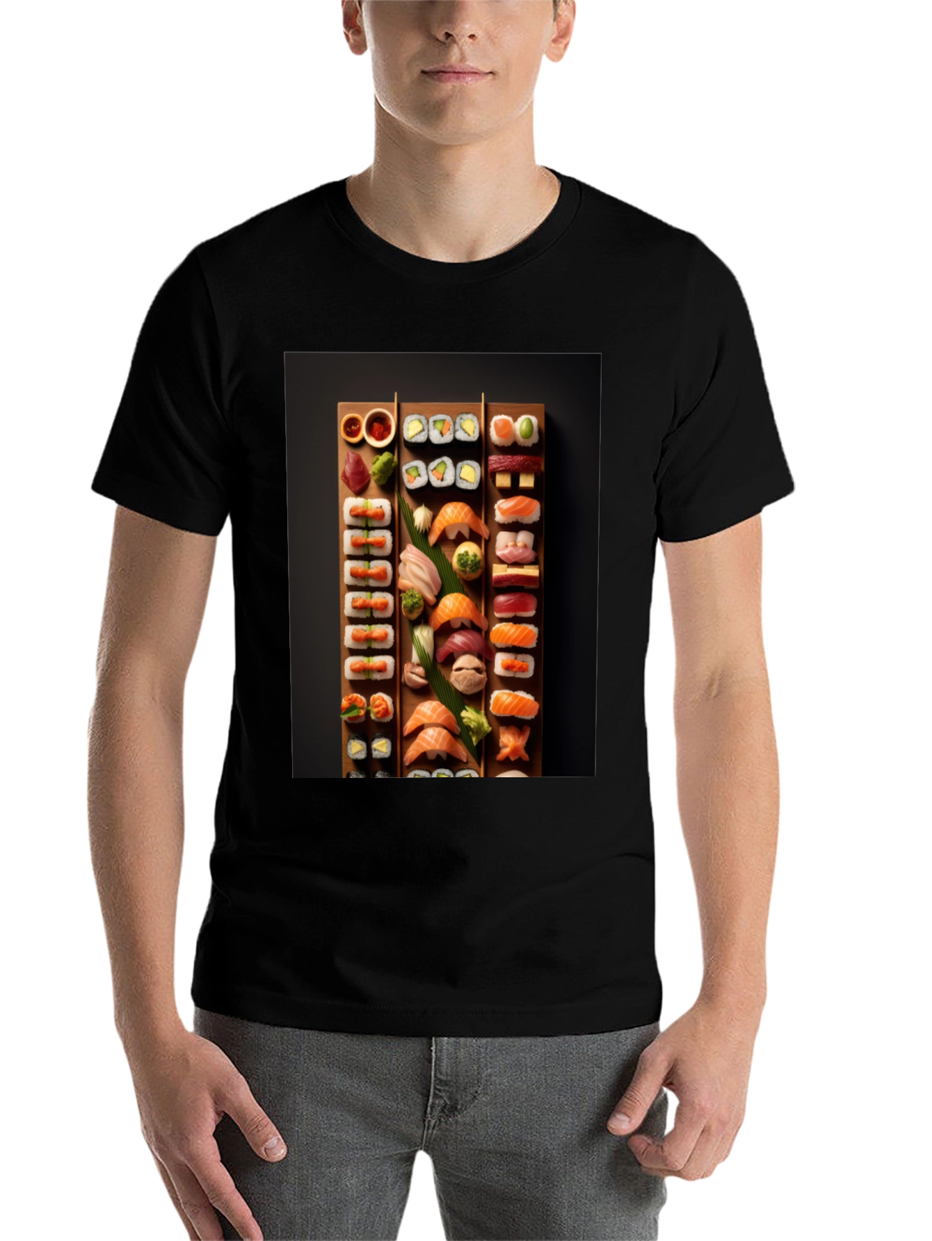 Black Sushi Platter Graphic T-Shirt - Foodie Fashion view 7