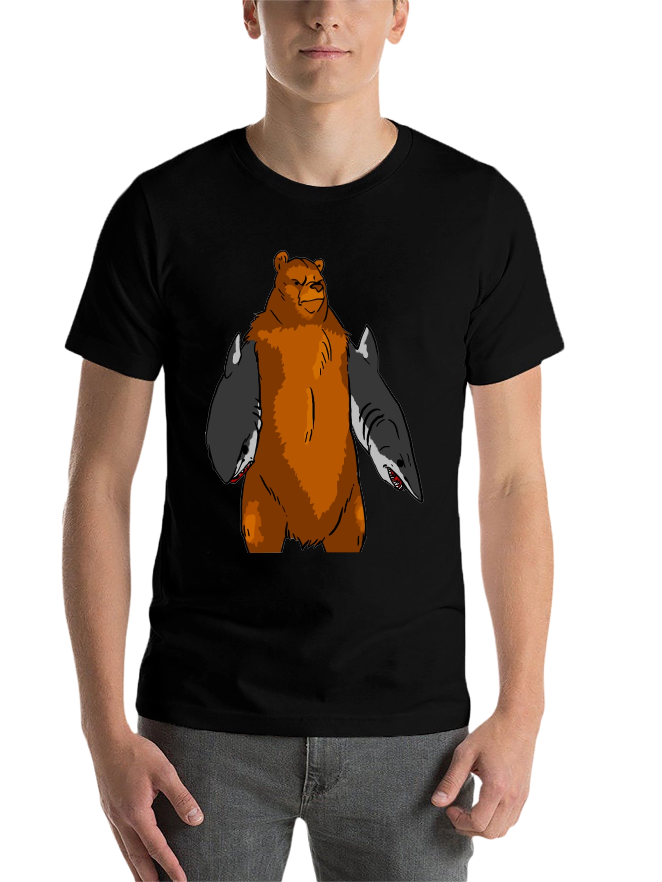 Black Bear Shark T-Shirt - Funny Graphic Tee view 7