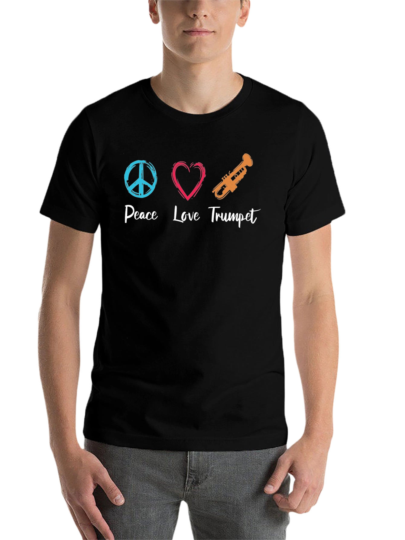 Black Peace Love Trumpet Graphic Tee view 7