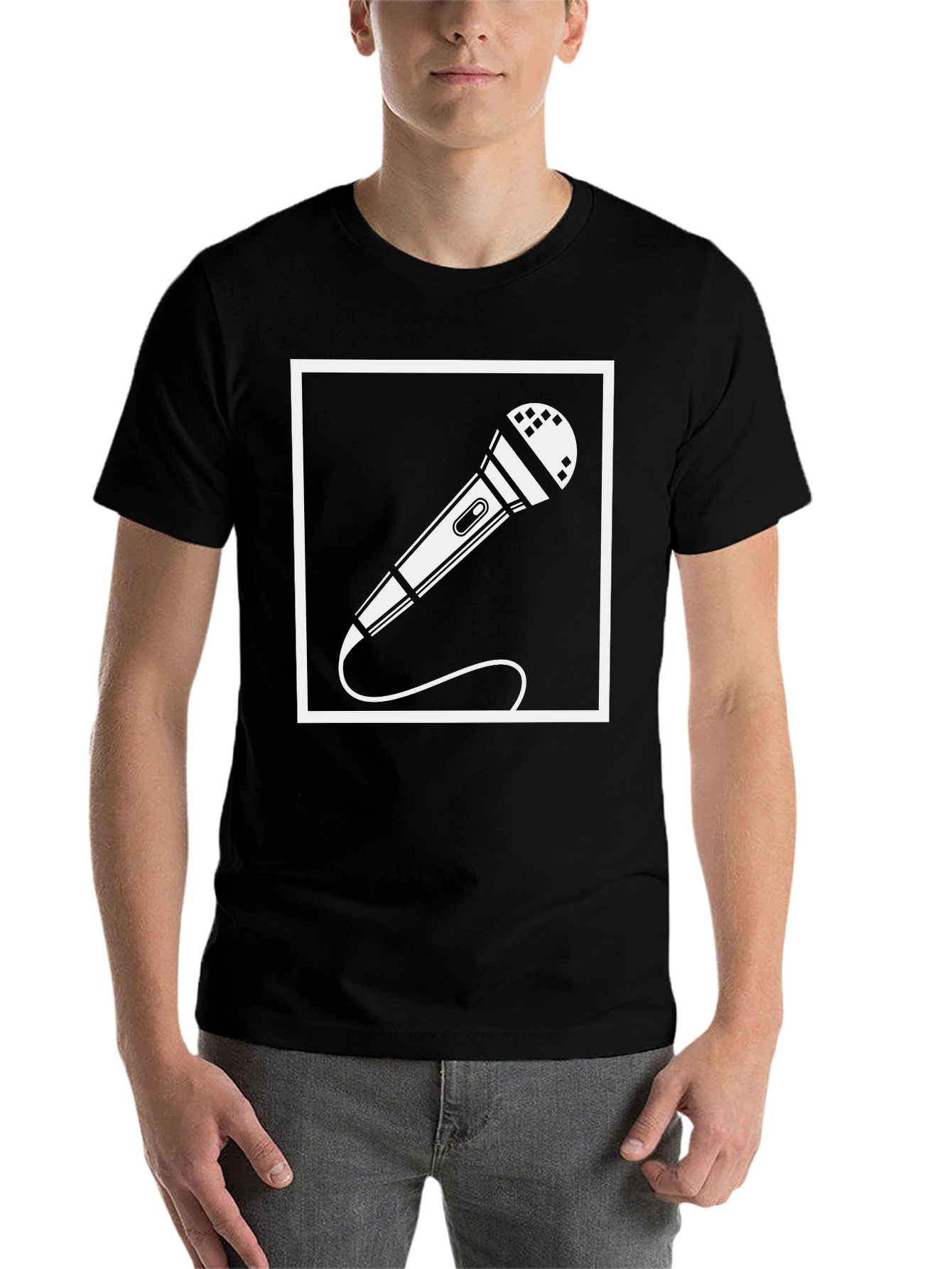 Black Black Microphone Graphic Tee - Singer Musician T-Shirt view 7
