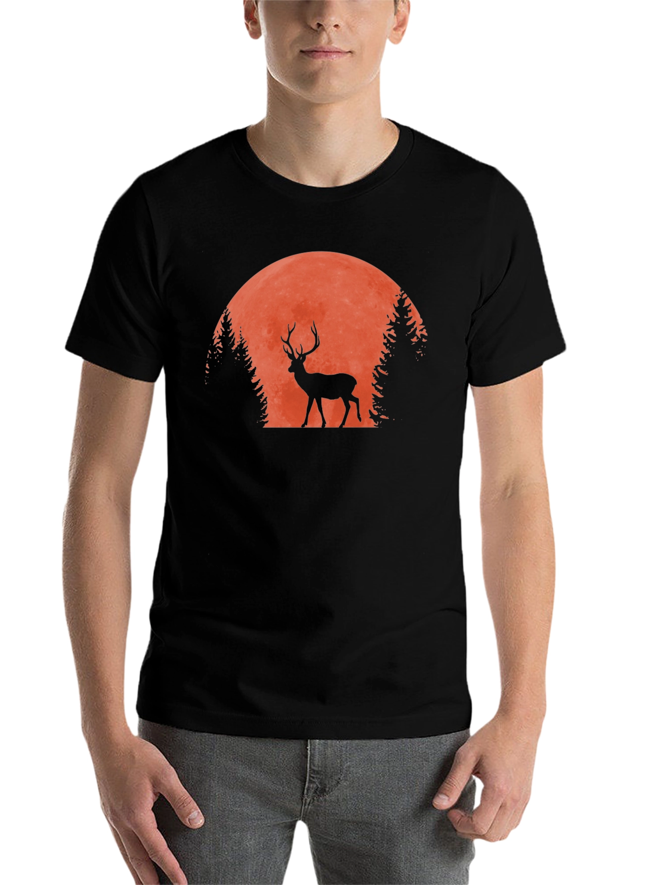 Black Deer Silhouette T-Shirt - Nature Inspired Graphic Tee view 7