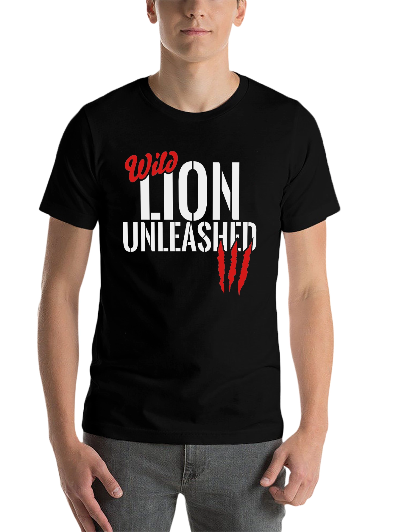 Wild Lion Unleashed Black Graphic T-Shirt - 7