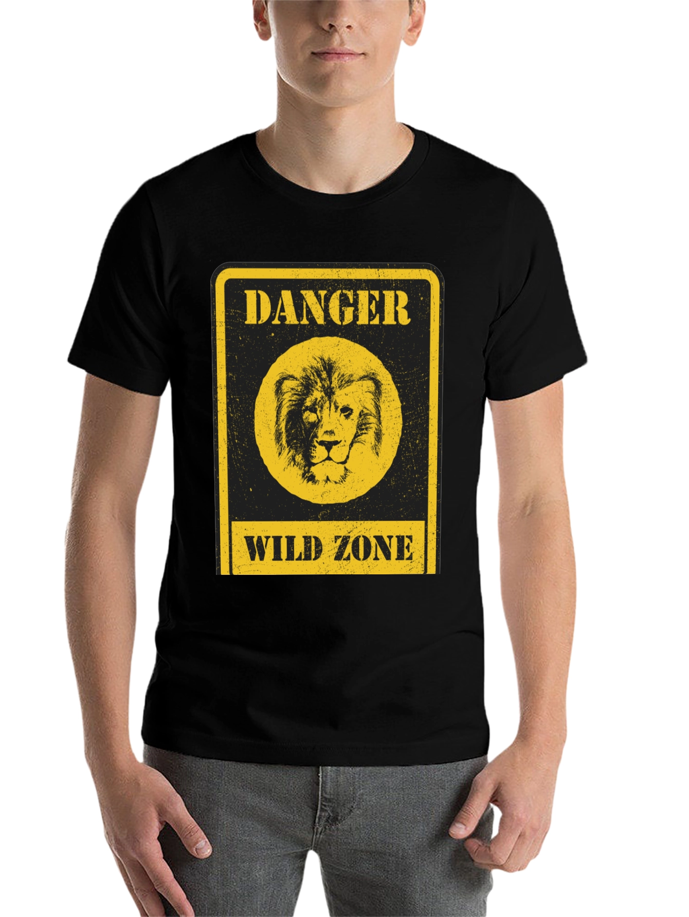 Black Danger Wild Zone Lion Graphic Tee - Black view 7