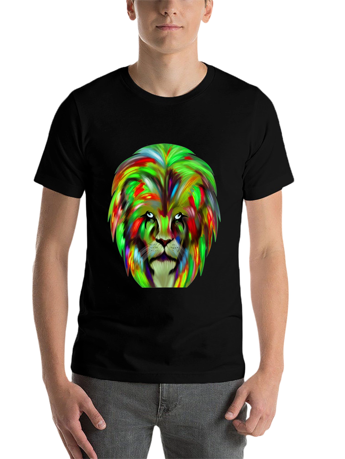 Black Lion Graphic Tee - Bold Colorful Design view 7