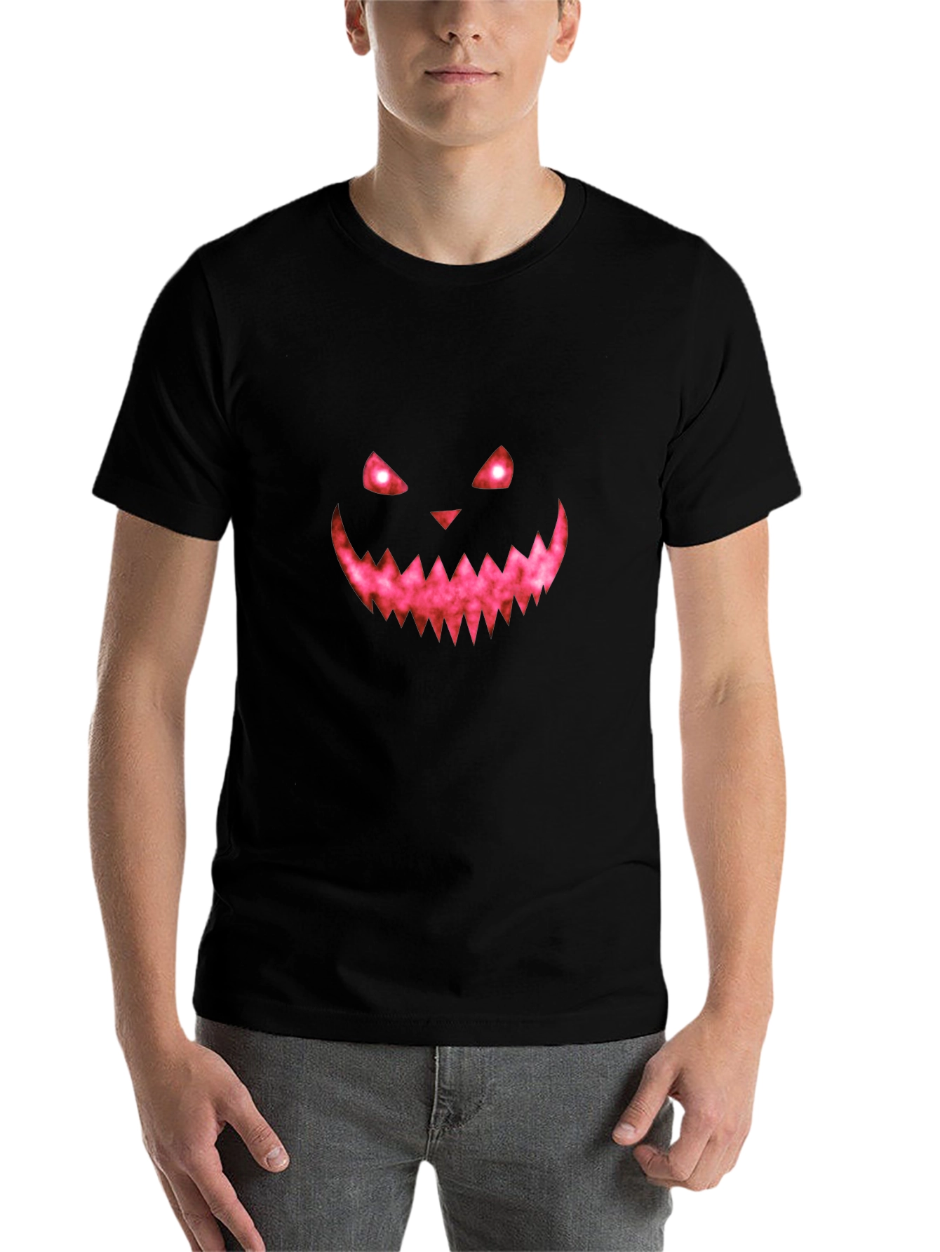 Black Halloween Pumpkin Face Graphic Tee view 7