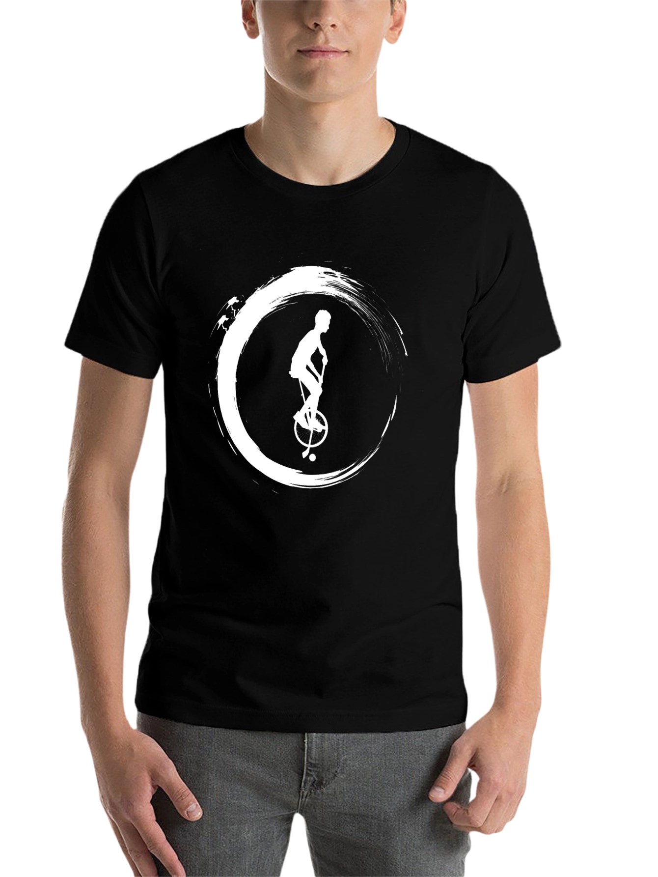 Black Unicycle Zen T-Shirt - Black Graphic Tee view 7