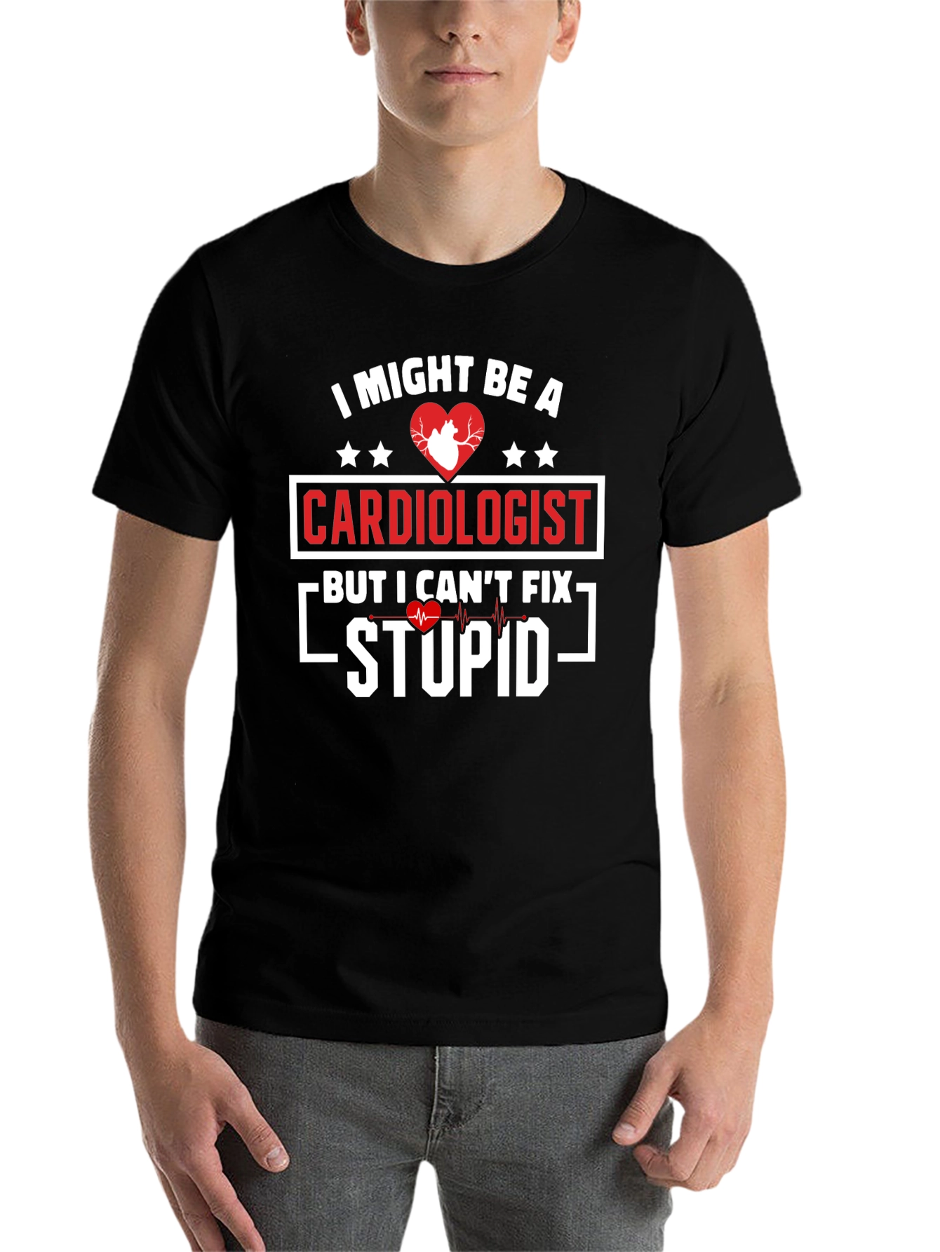 Black Cardiologist Humor Graphic T-Shirt view 7