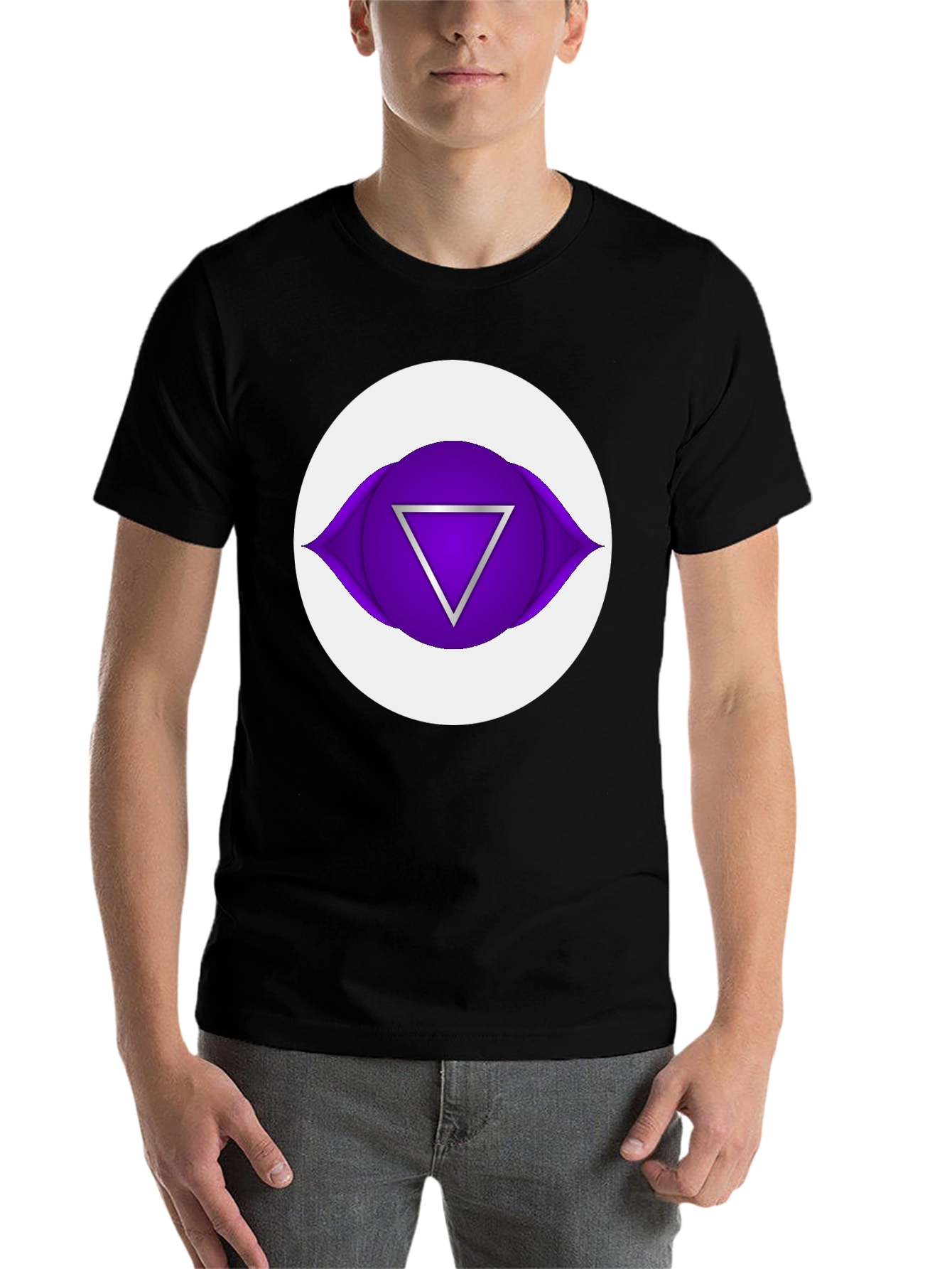 Black Third Eye Chakra Graphic Tee - Black Cotton T-Shirt view 7