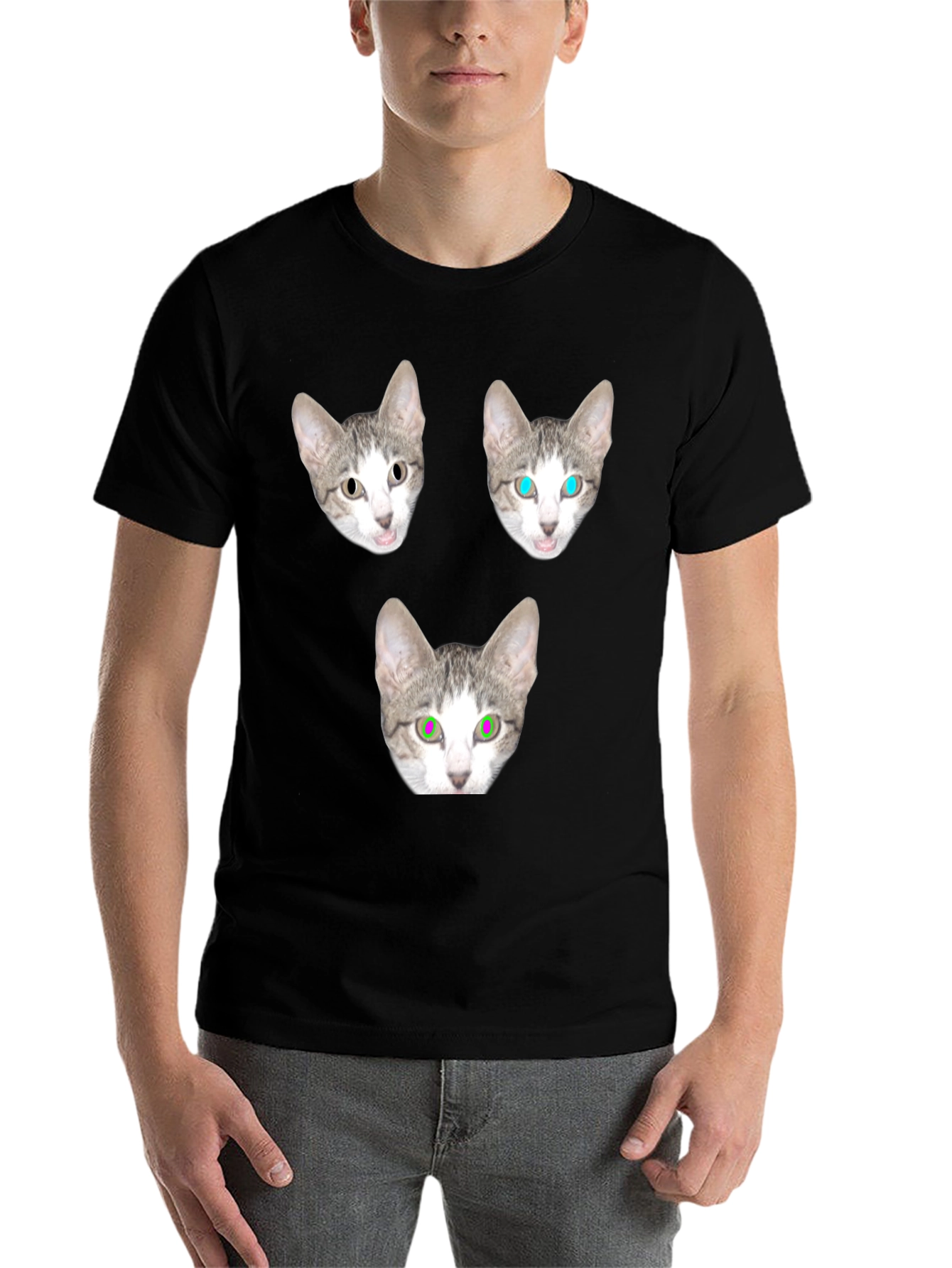 Black Cat Head T-Shirt - Funny Graphic Tee view 7