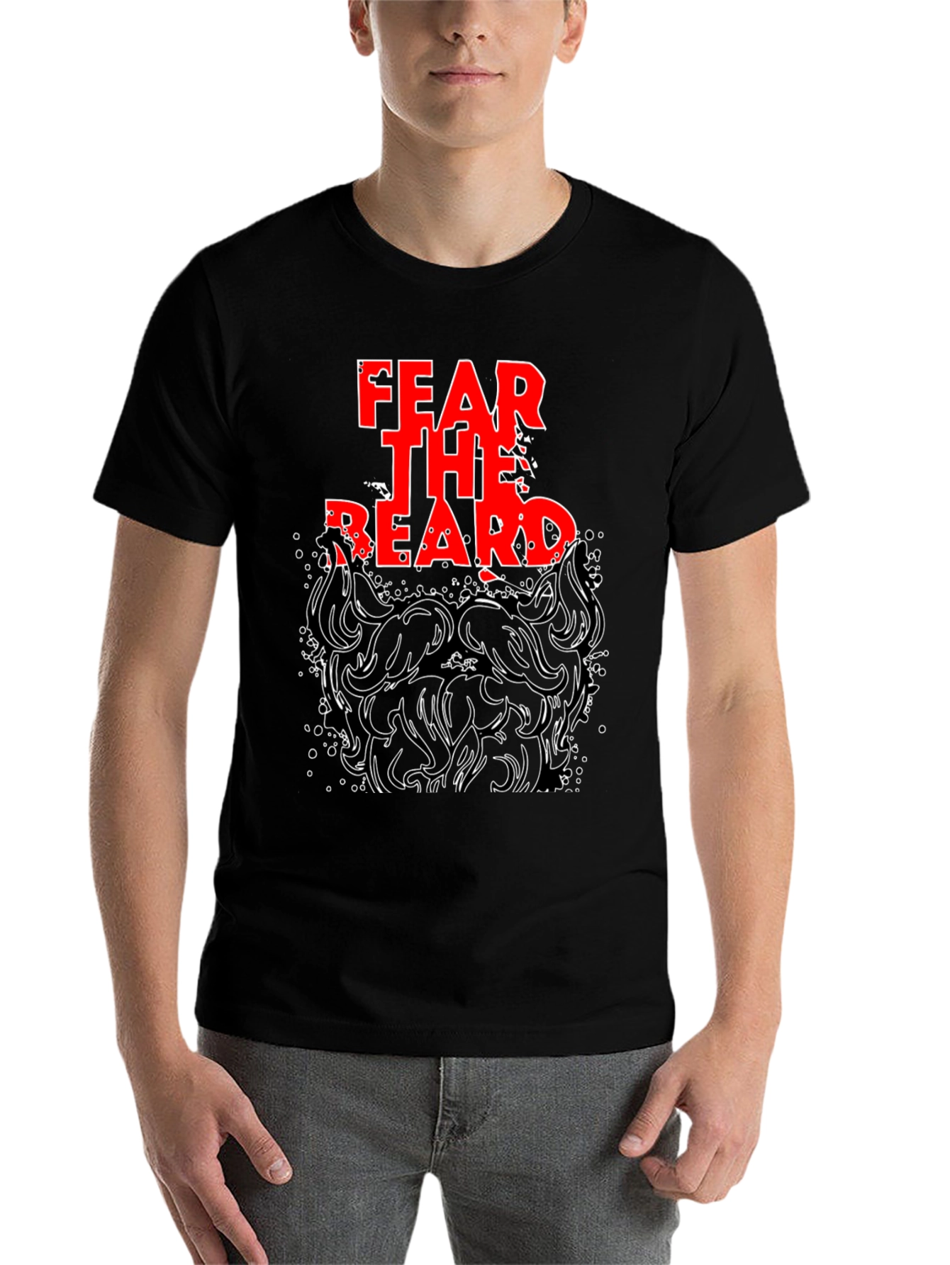 Black Fear The Beard T-Shirt - Black Cotton Tee view 7