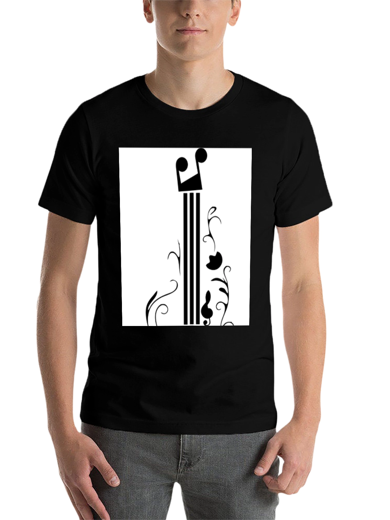 Black Music Note Graphic Black T-Shirt view 7