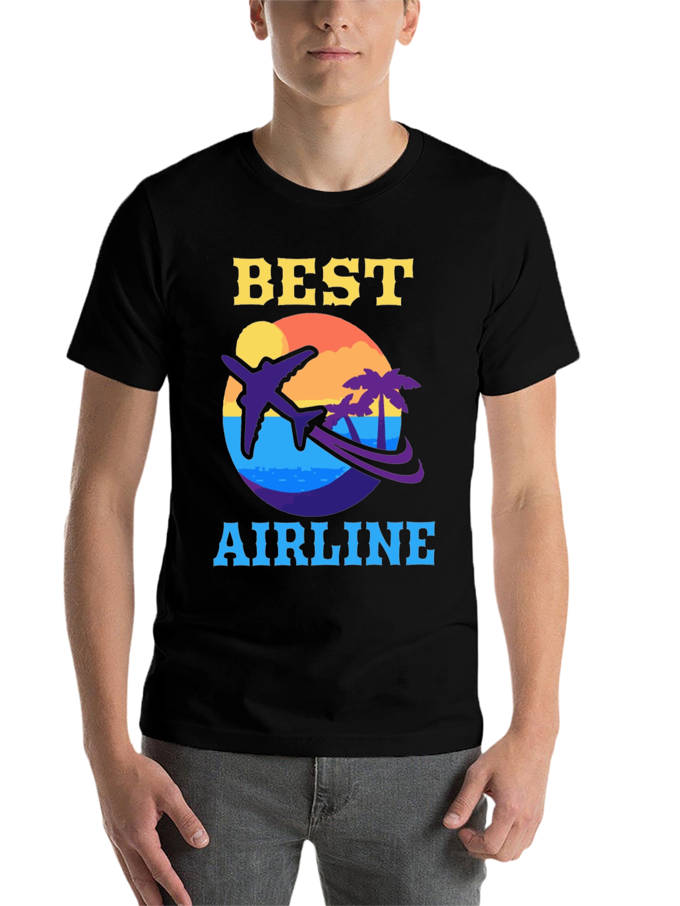 Black Best Airline Graphic T-Shirt - Travel Vacation Tee view 7