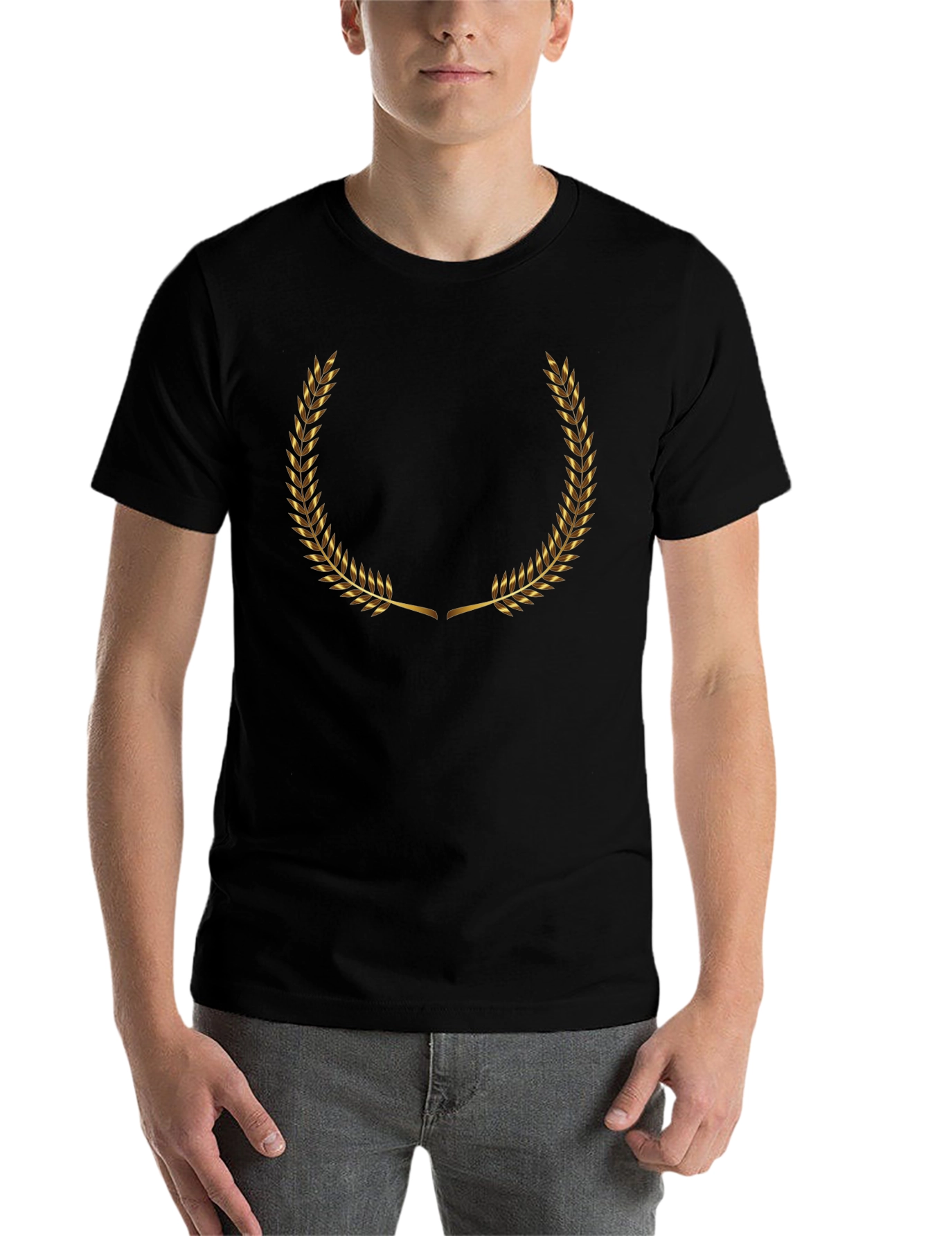 Black Golden Laurel Wreath Black T-Shirt view 7