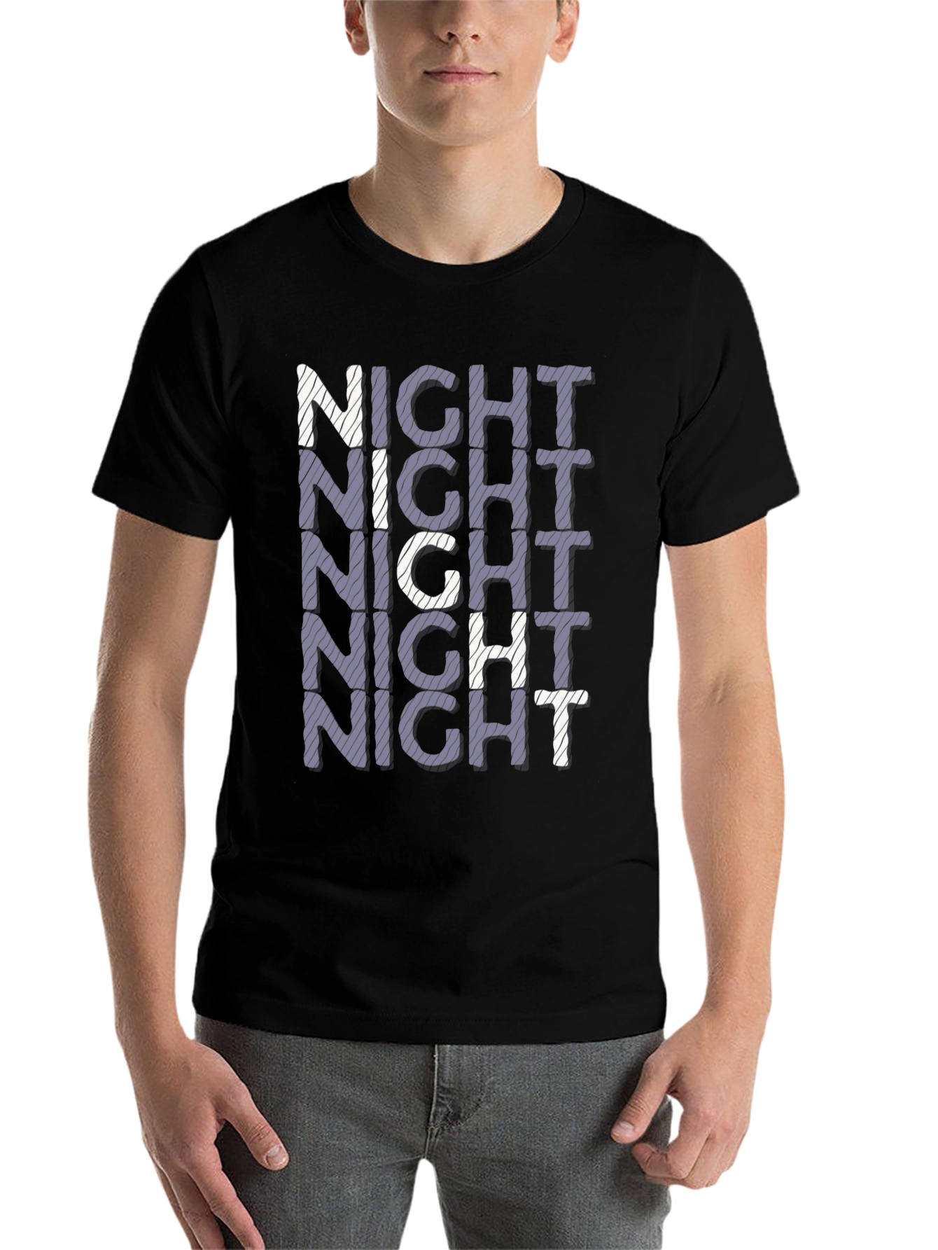 Black Night Stacked Graphic Print Black T-Shirt view 7
