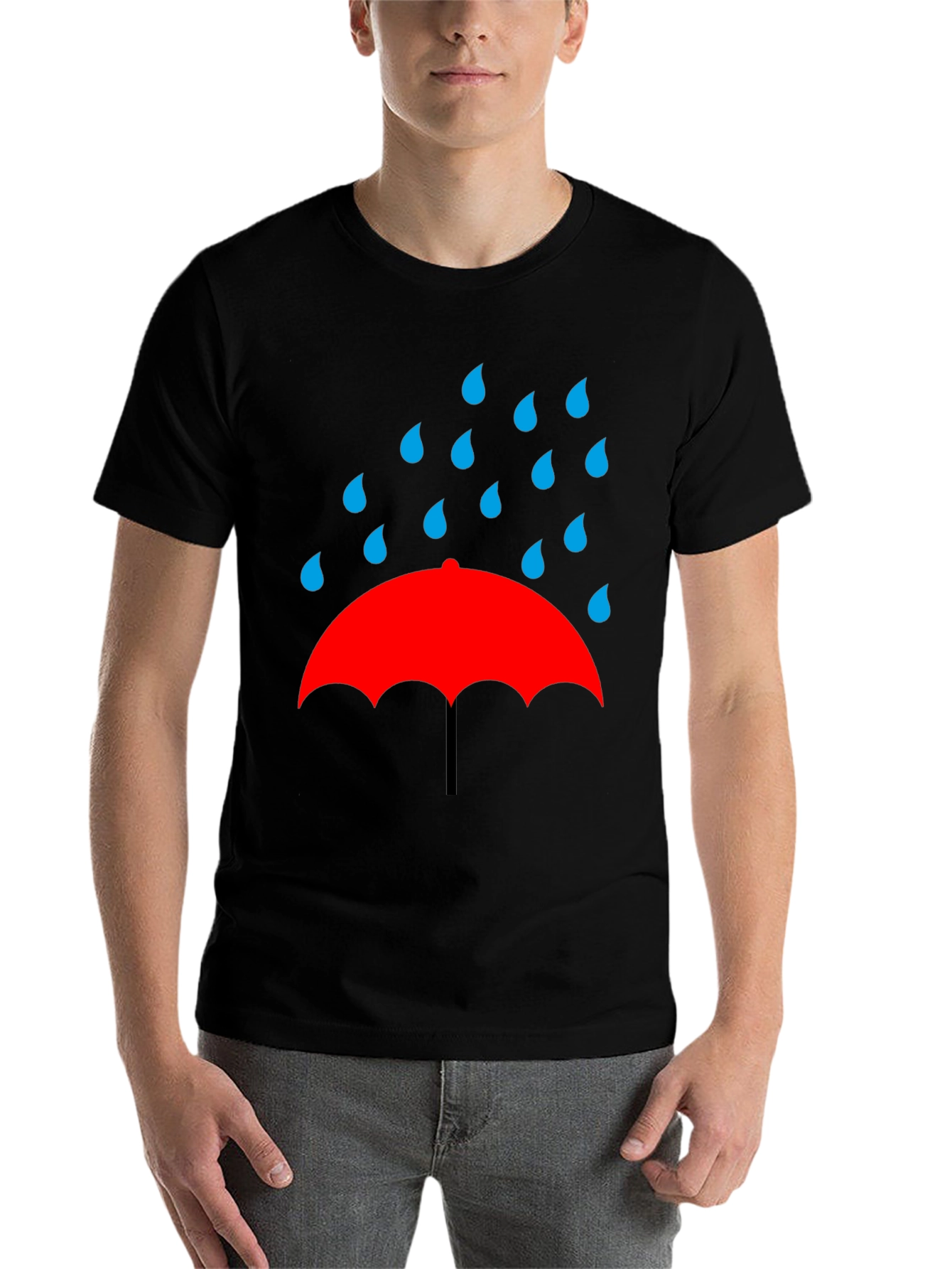 Black Rainy Day Umbrella Graphic Tee - Black T-Shirt view 7
