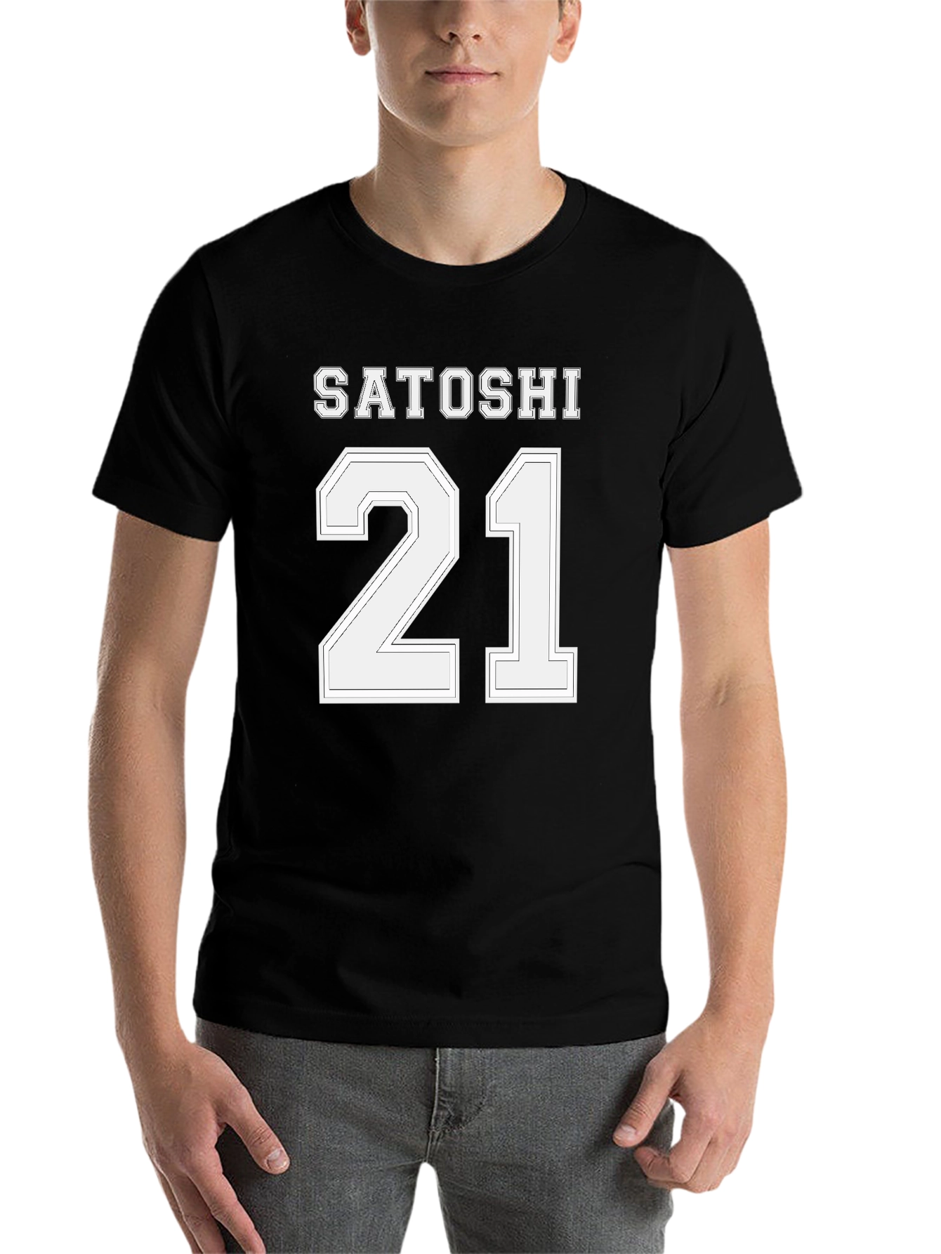 Black Satoshi 21 Black T-Shirt - Crypto Enthusiast Apparel view 7