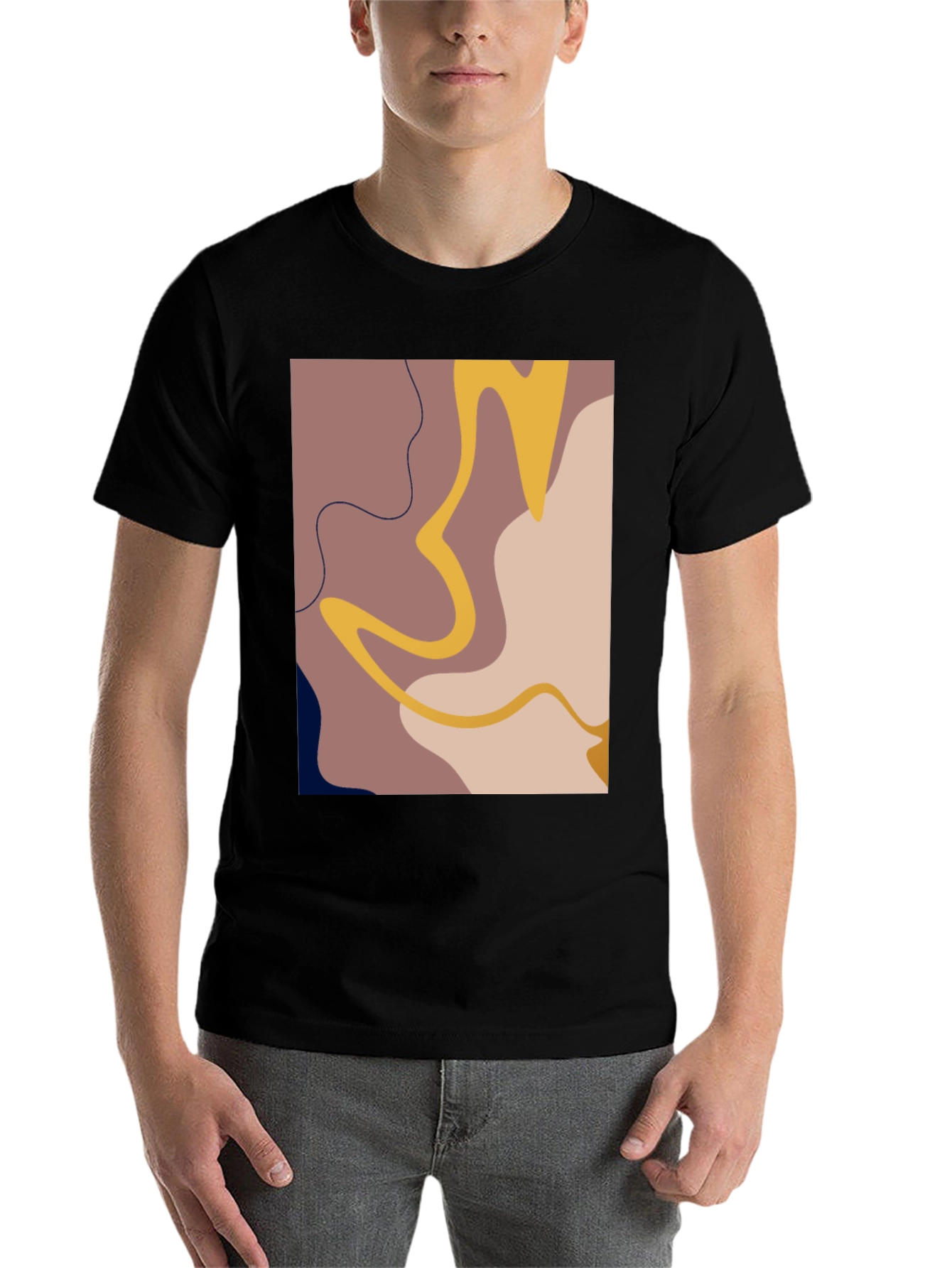 Black Abstract Graphic Print T-Shirt - Modern Art Tee view 7