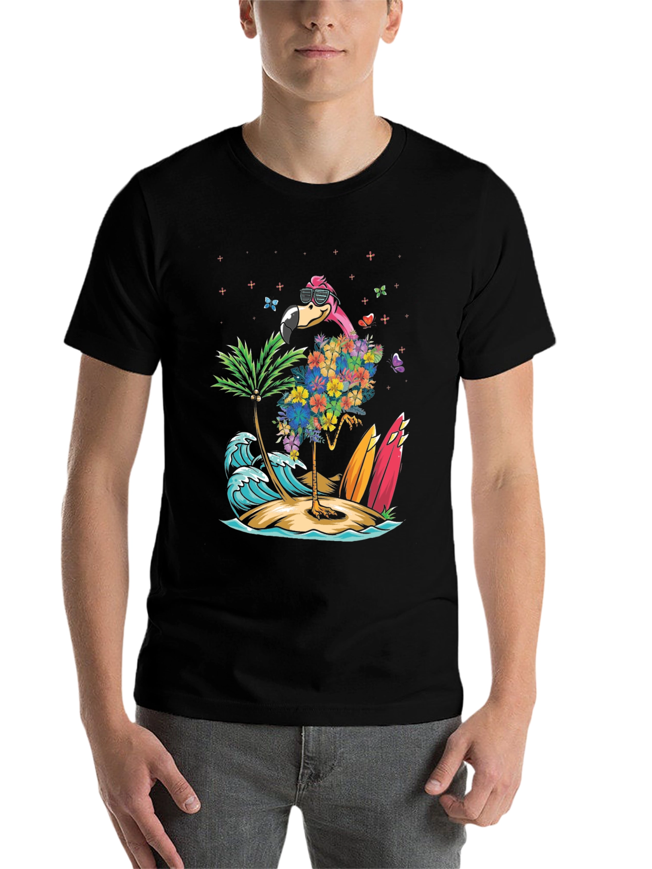 Tropical Flamingo Beach T-Shirt - 7