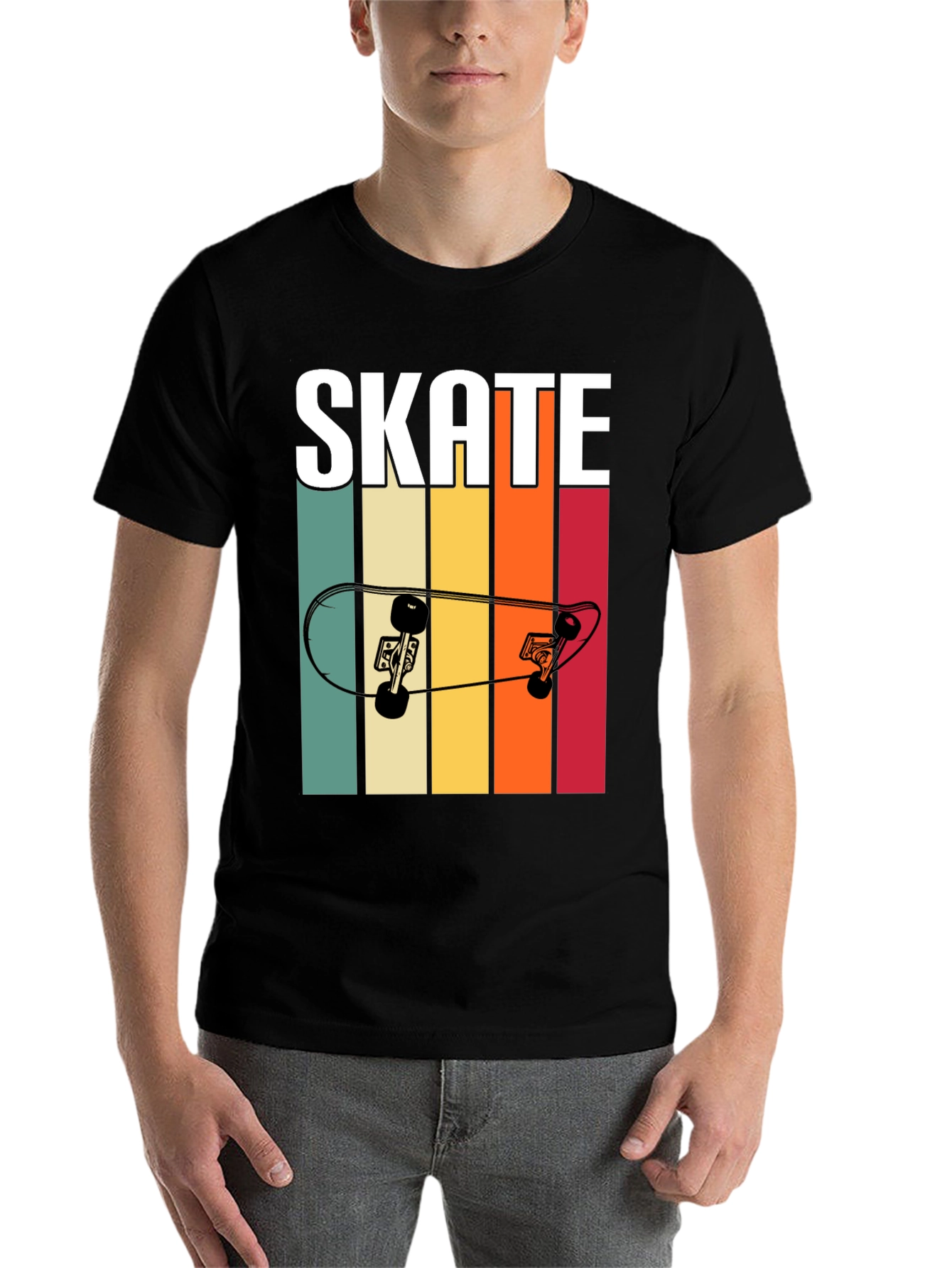 Black Retro Skate T-Shirt - Cool Skateboard Design view 7