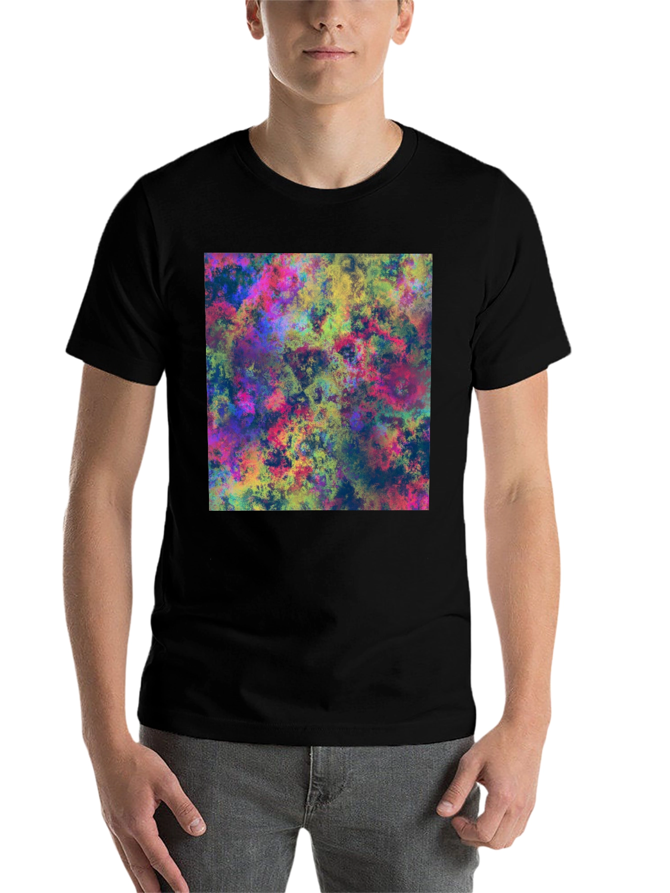 Black Abstract Art Print Black T-Shirt view 7