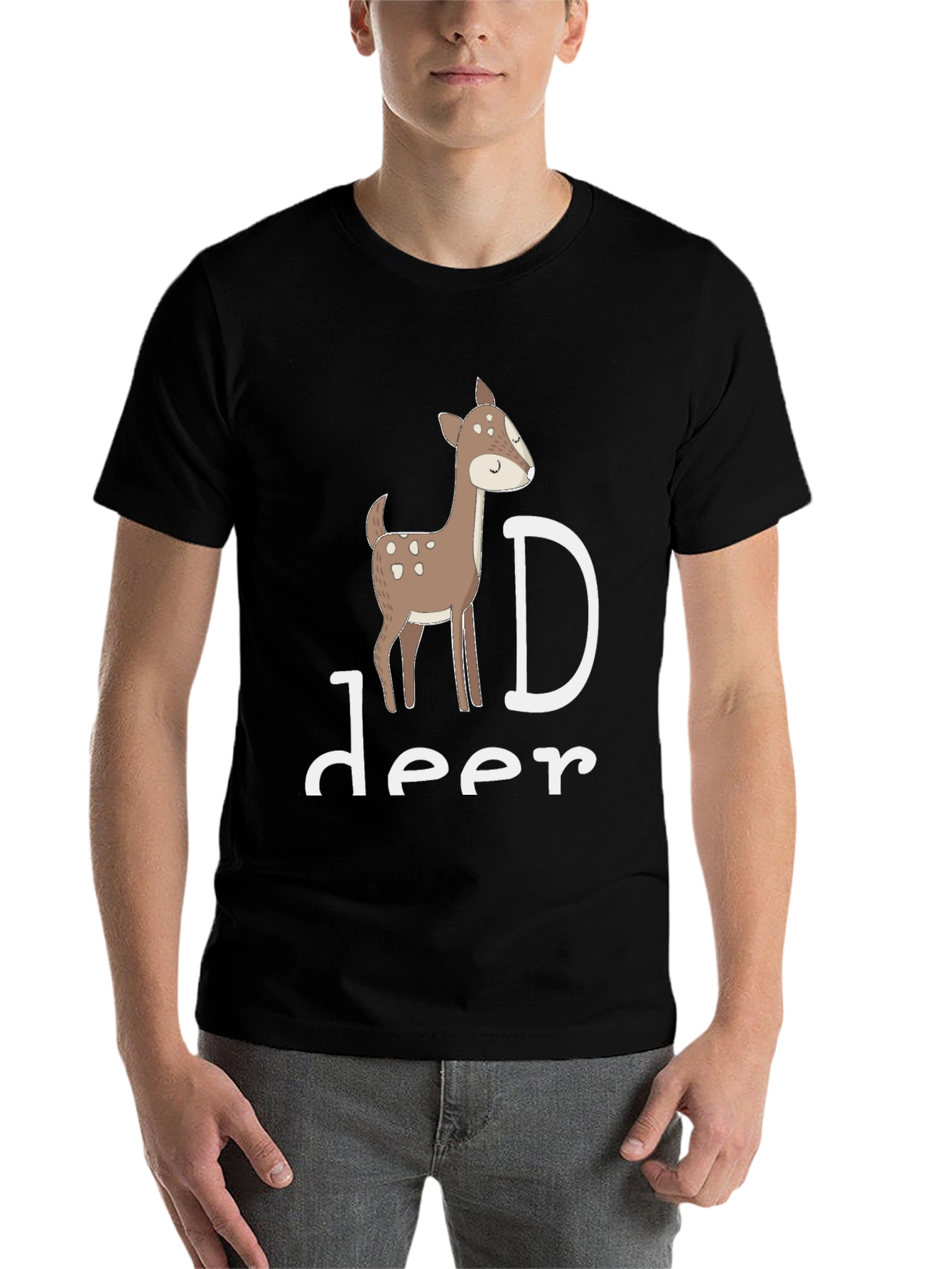 Black Deer Graphic Tee - Fun Animal Design view 7