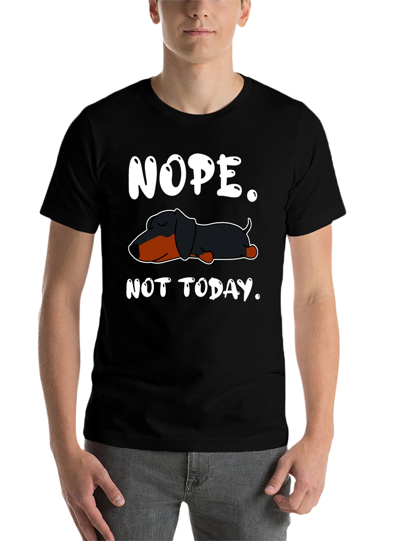 Black Nope. Not Today. Dachshund T-Shirt view 7