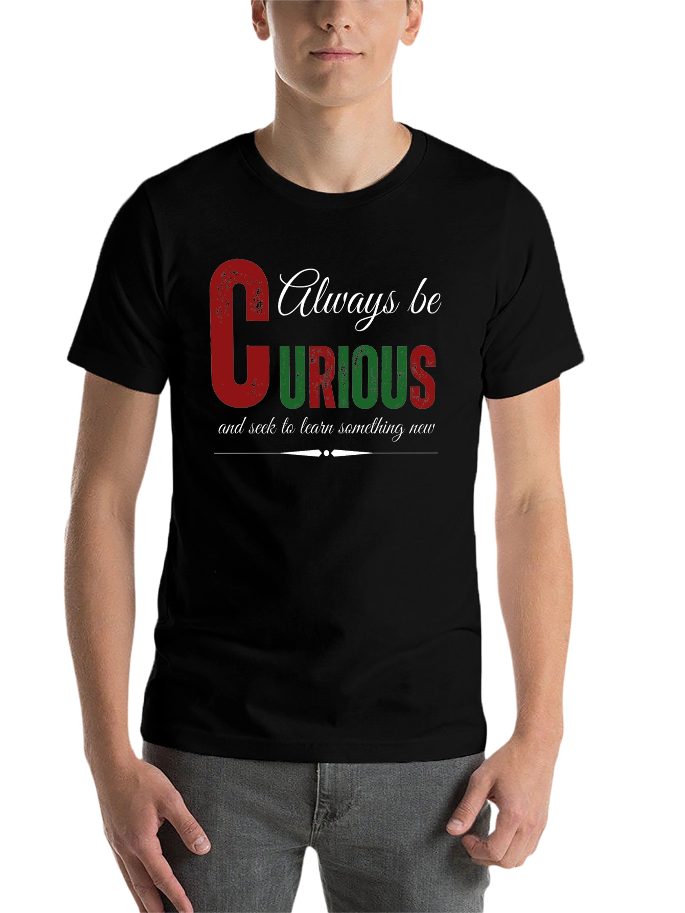 Black Always Be Curious Graphic Tee view 7