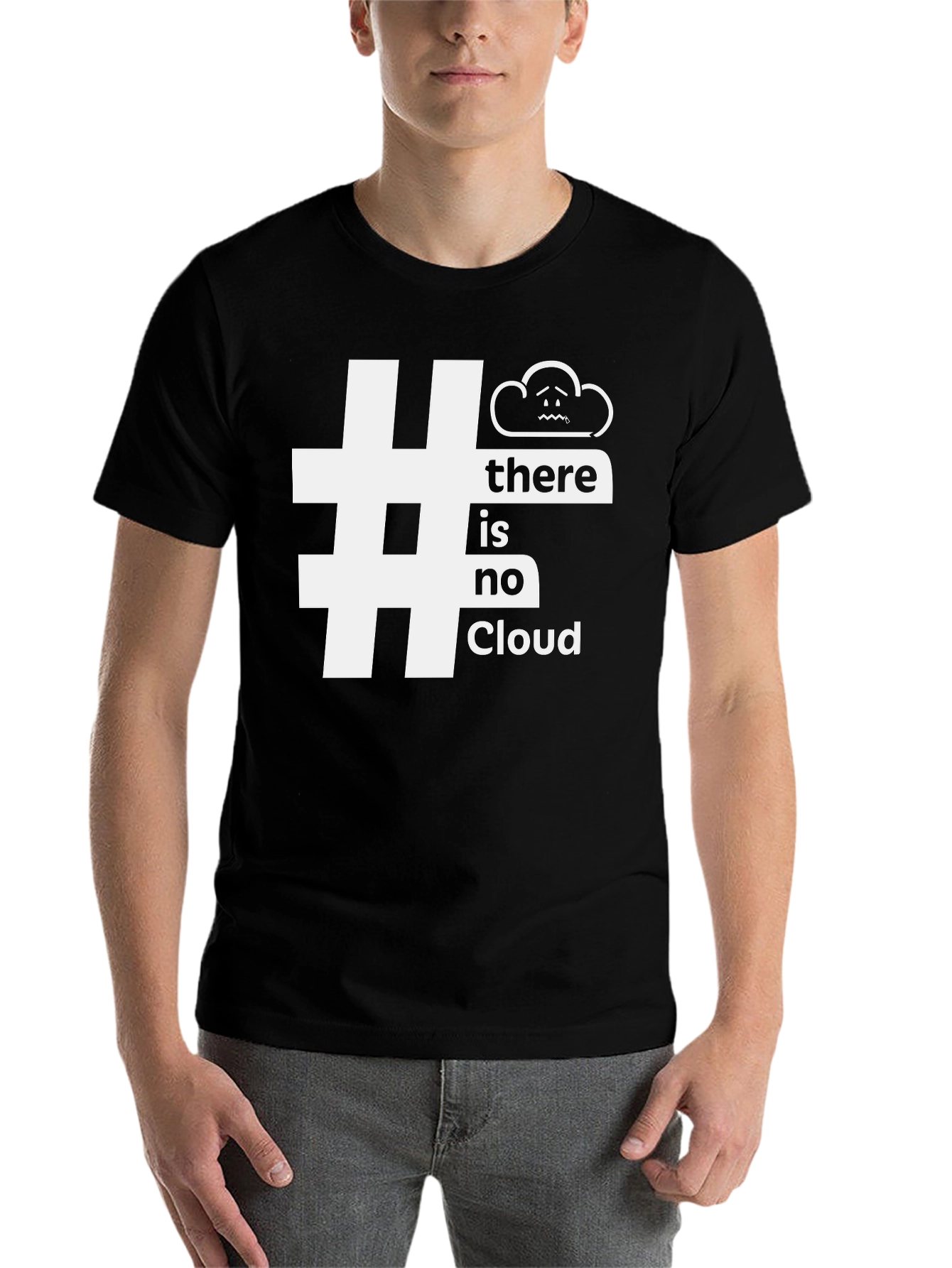 Black No Cloud Funny T-Shirt - Trendy Tech Humor Tee view 7