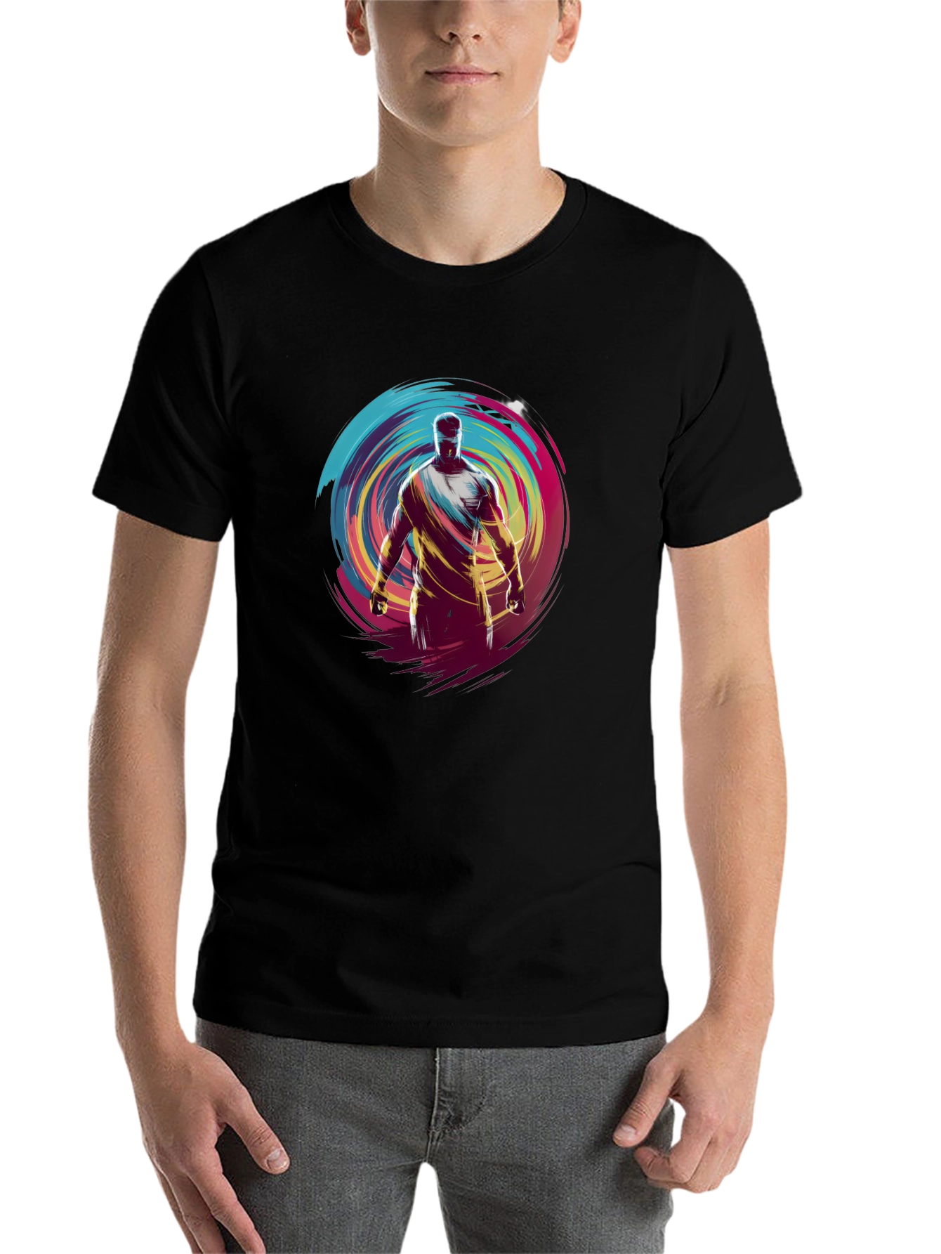 Black Abstract Athlete Graphic Black T-Shirt view 7