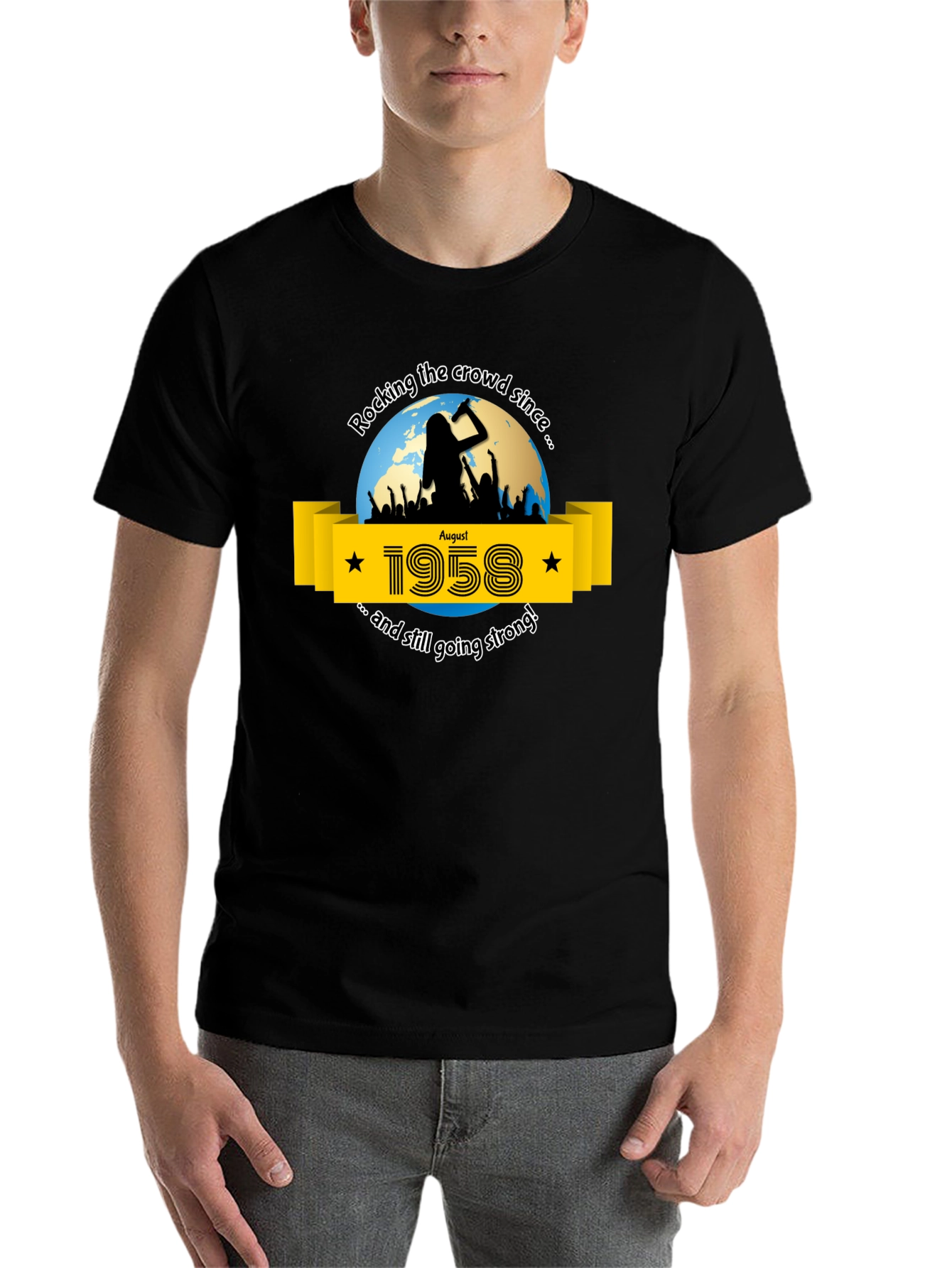 Black Rocking Since 1958 Black T-Shirt view 7