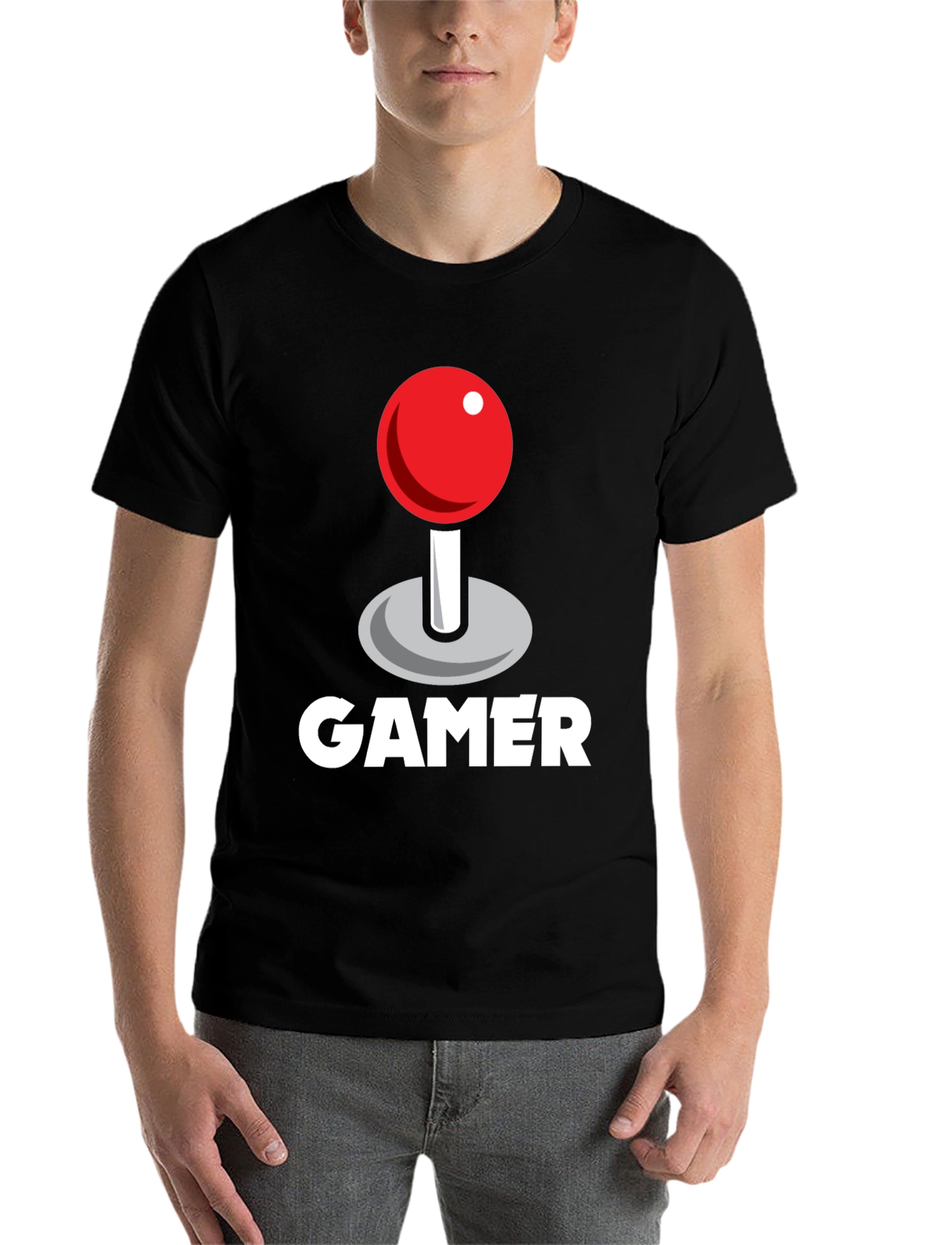 Black Gamer Joystick Graphic Tee - Black Cotton T-Shirt view 7