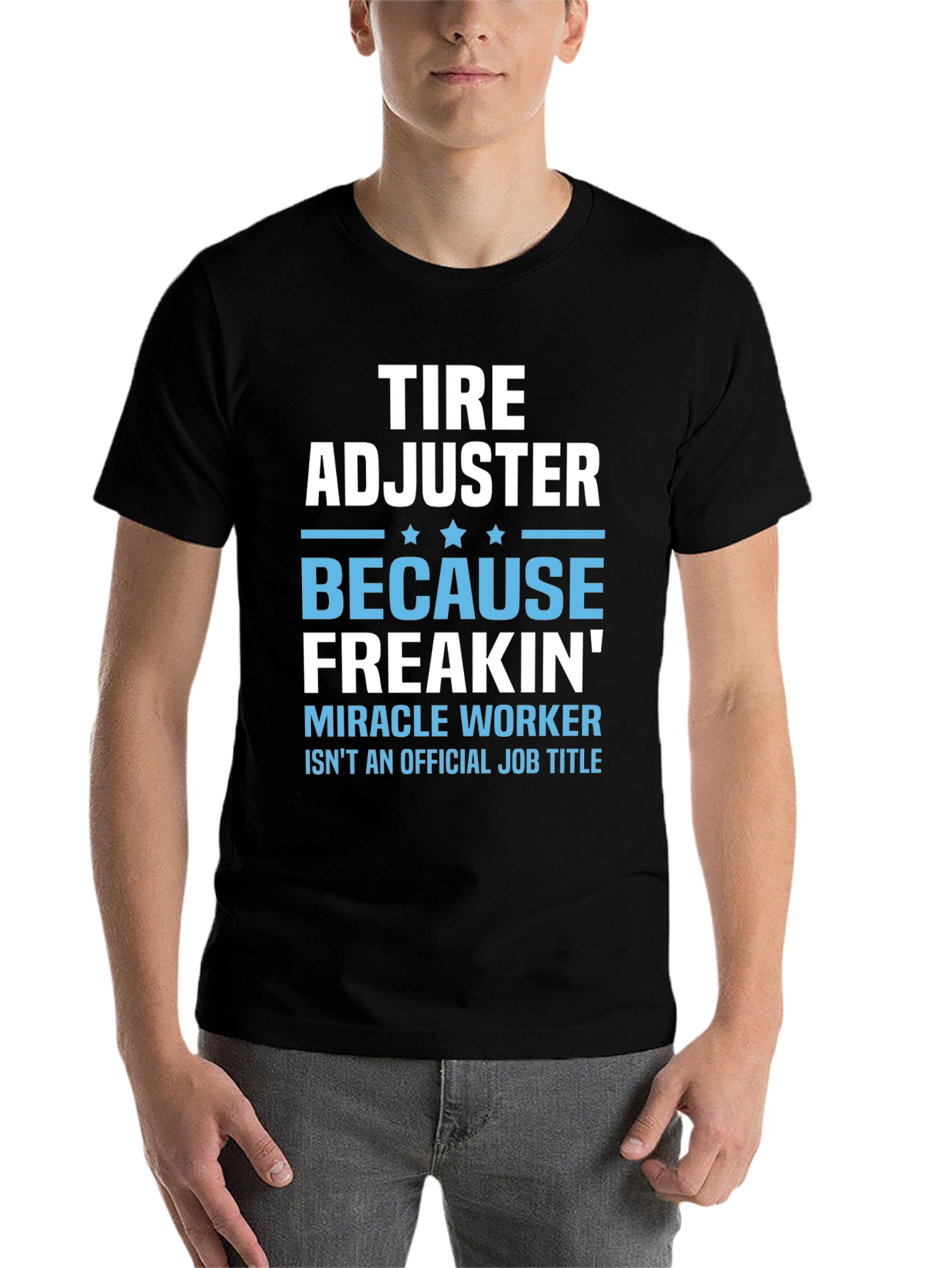 Black Tire Adjuster Funny Job Title T-Shirt view 7