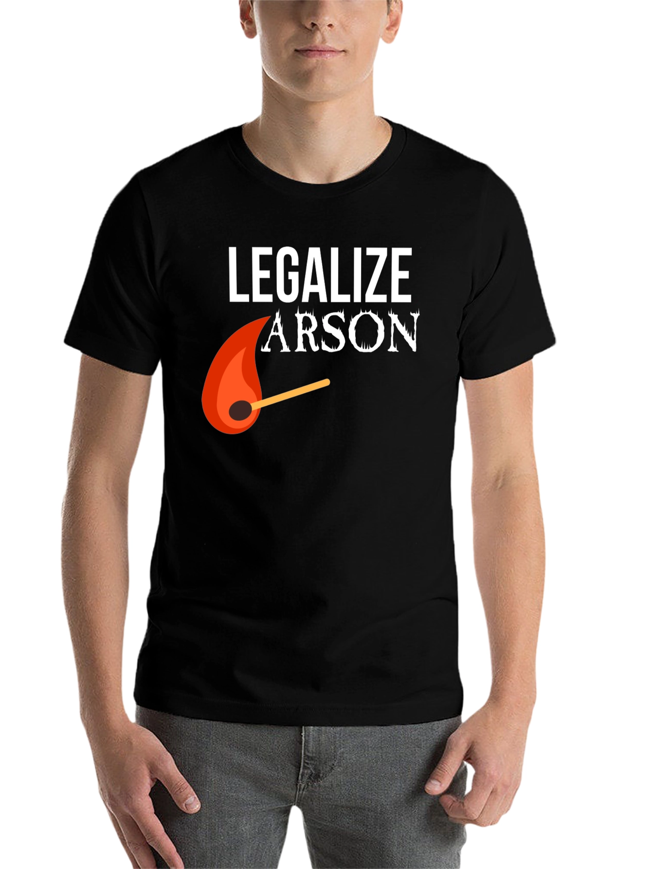 Black Legalize Arson Graphic Tee - Funny Fire Starter Shirt view 7