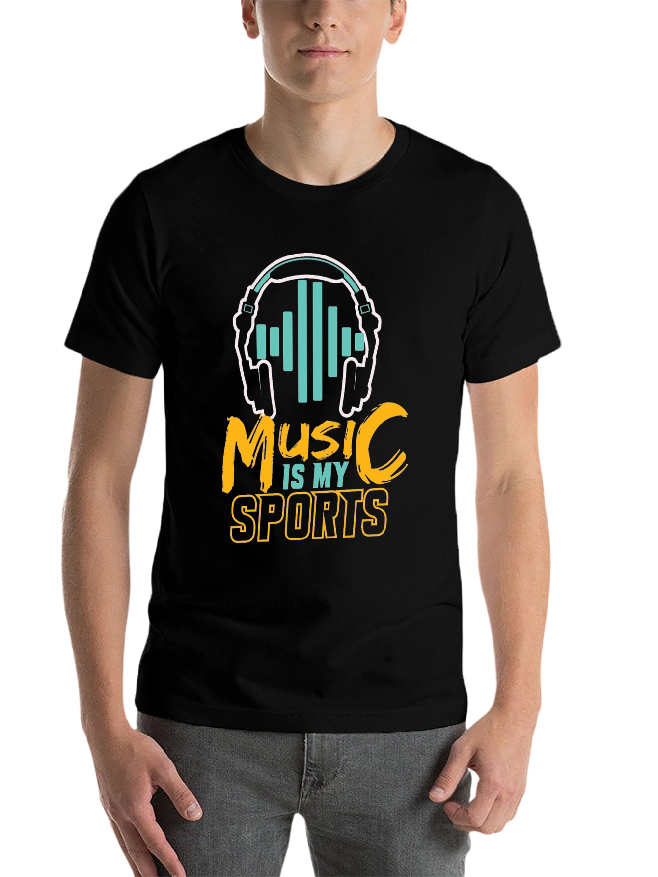 Black Music is My Sport Graphic Tee - Black Cotton T-Shirt view 7