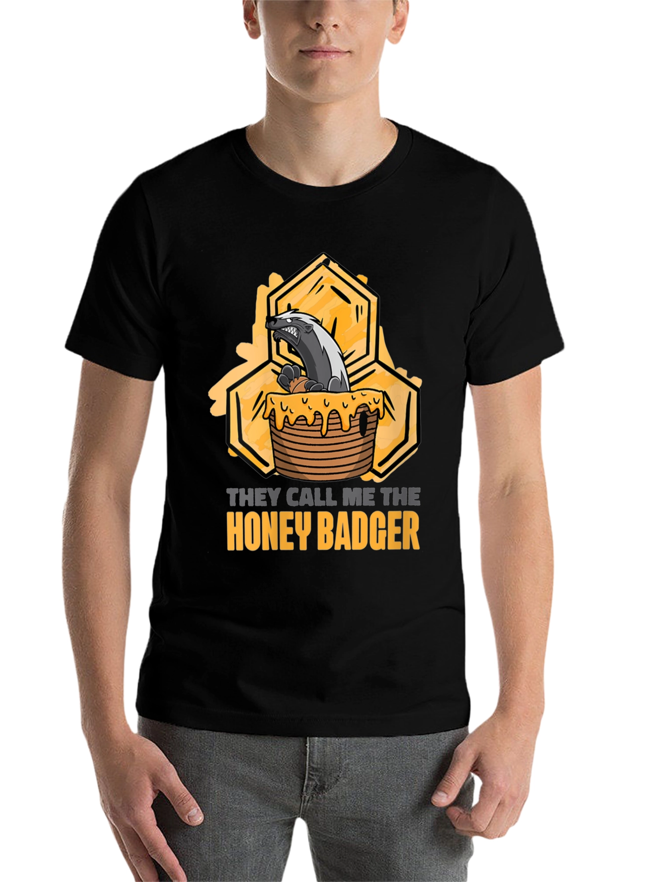 Black Honey Badger Graphic T-Shirt - Unisex view 7