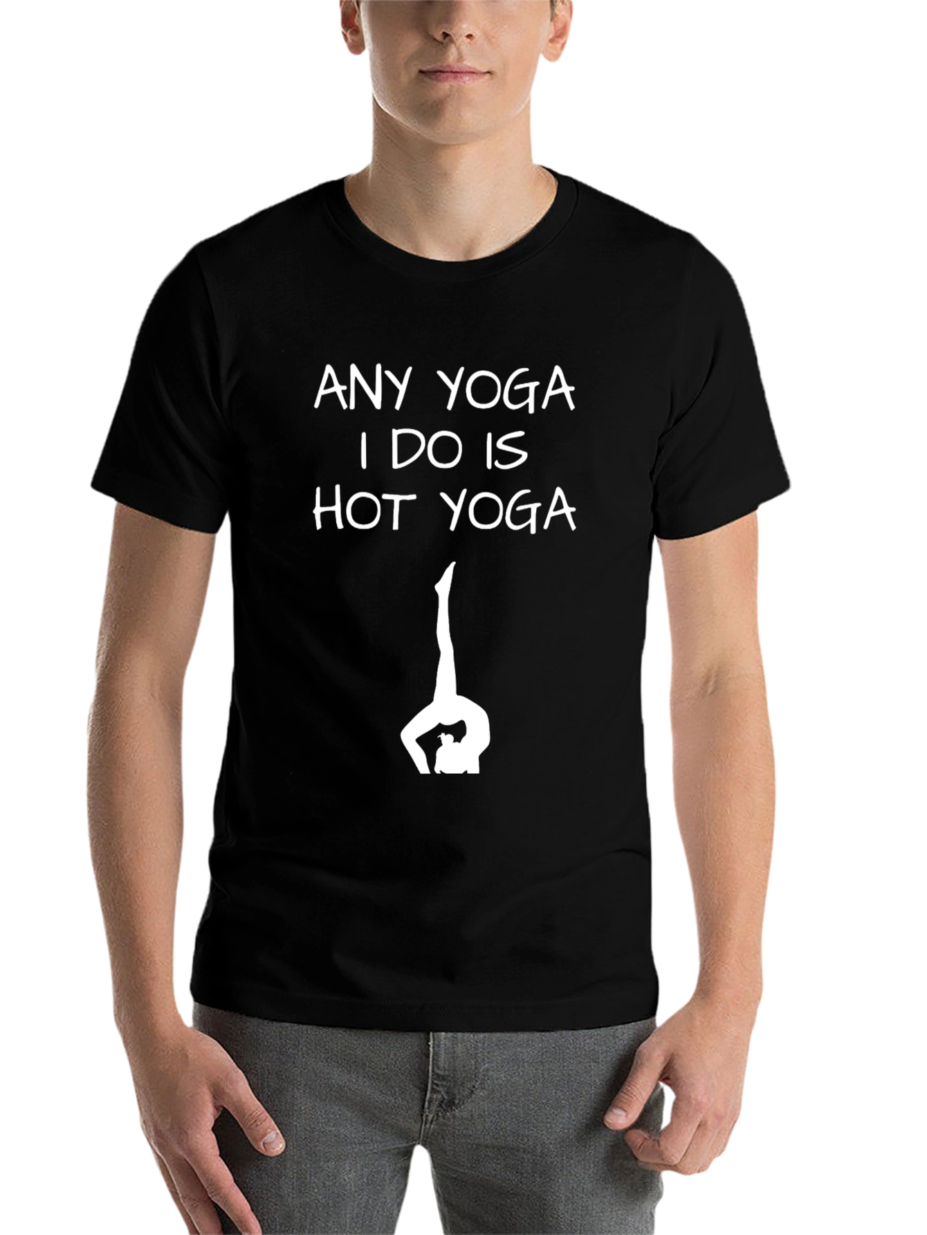 Black Funny Hot Yoga T-Shirt - Yoga Pose Graphic Tee view 7