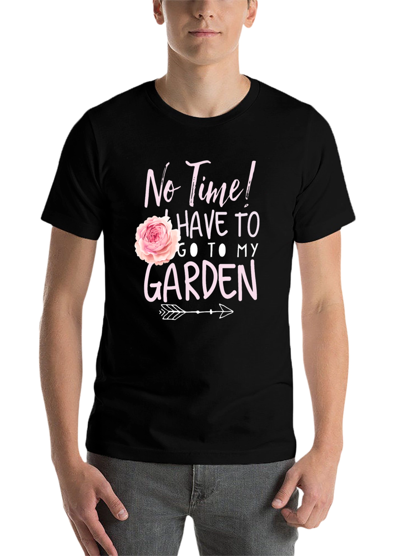 Black Gardening T-Shirt - No Time, Garden! view 7