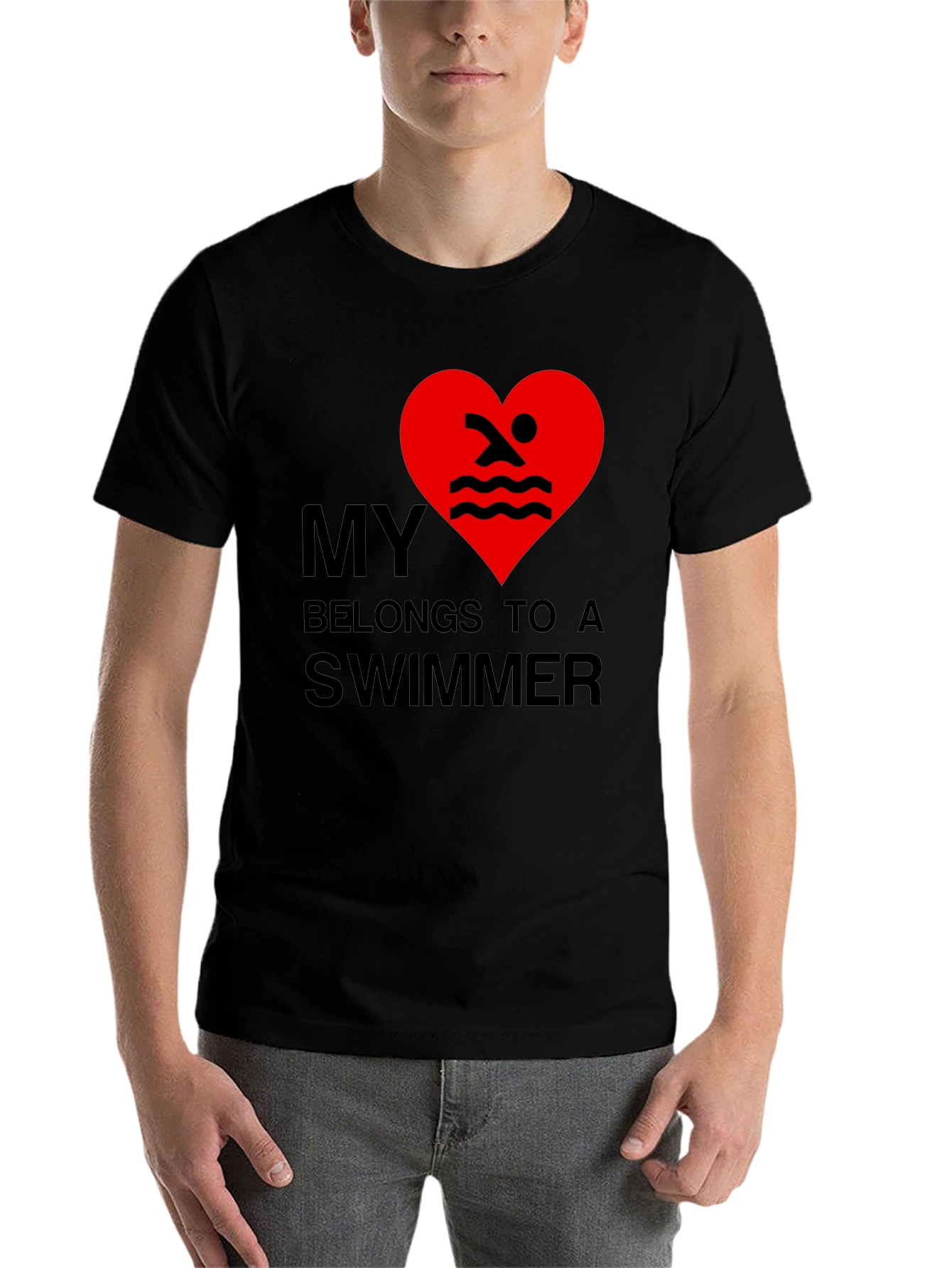 Black My Heart Belongs to a Swimmer - Novelty T-Shirt view 7