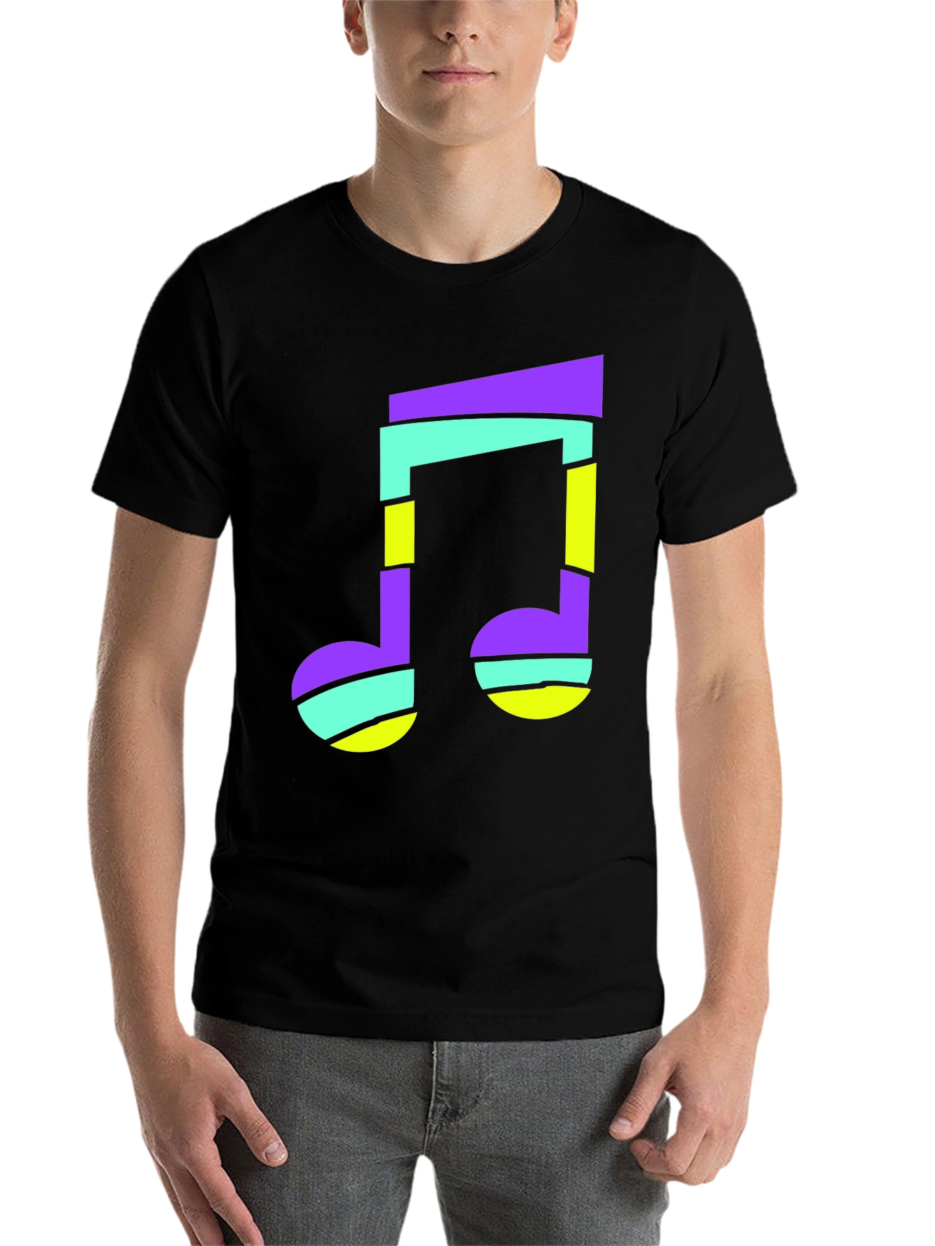 Black Funky Music Note Black T-Shirt view 7