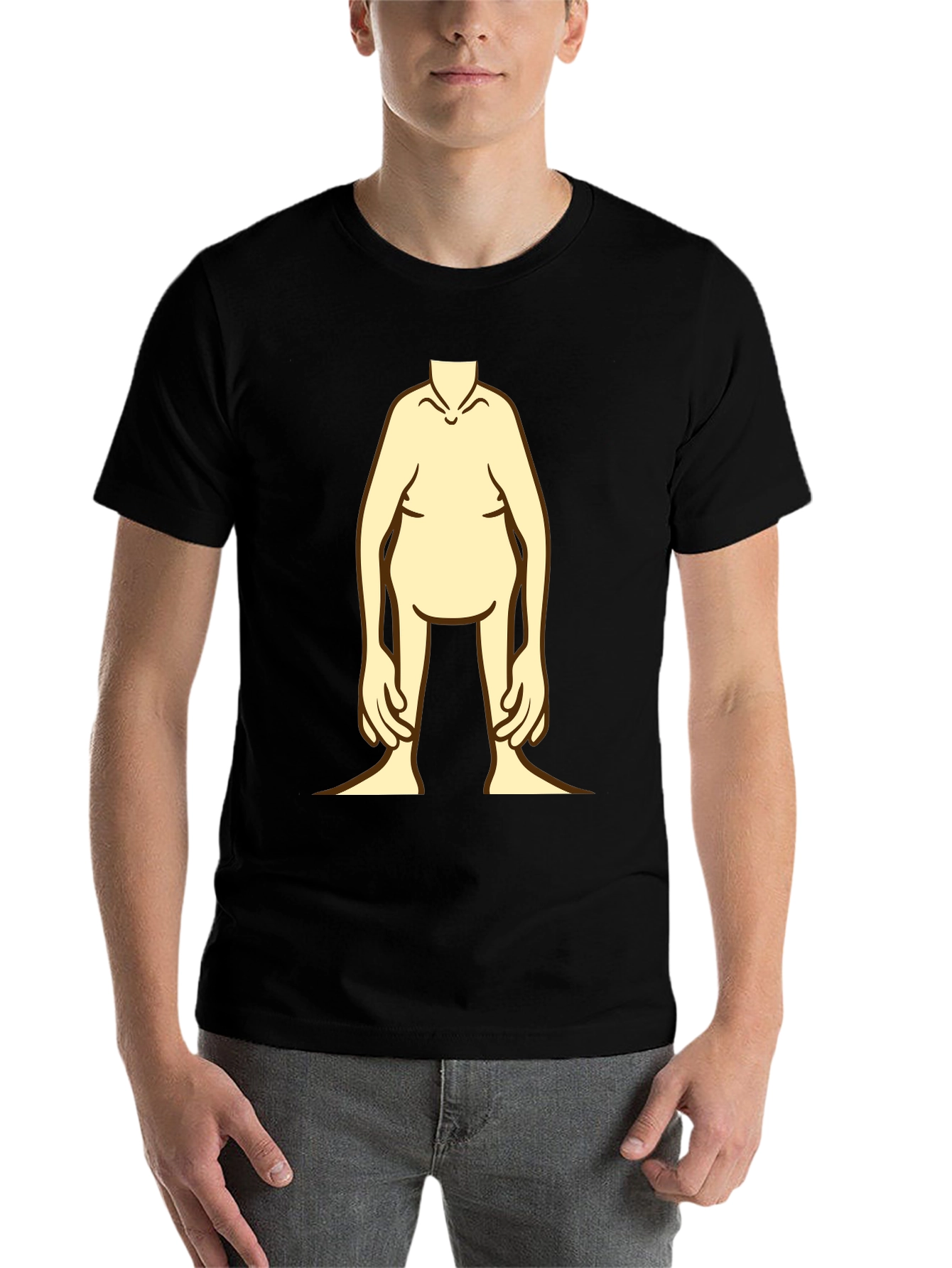 Black Funny Cartoon Body Black T-Shirt view 7