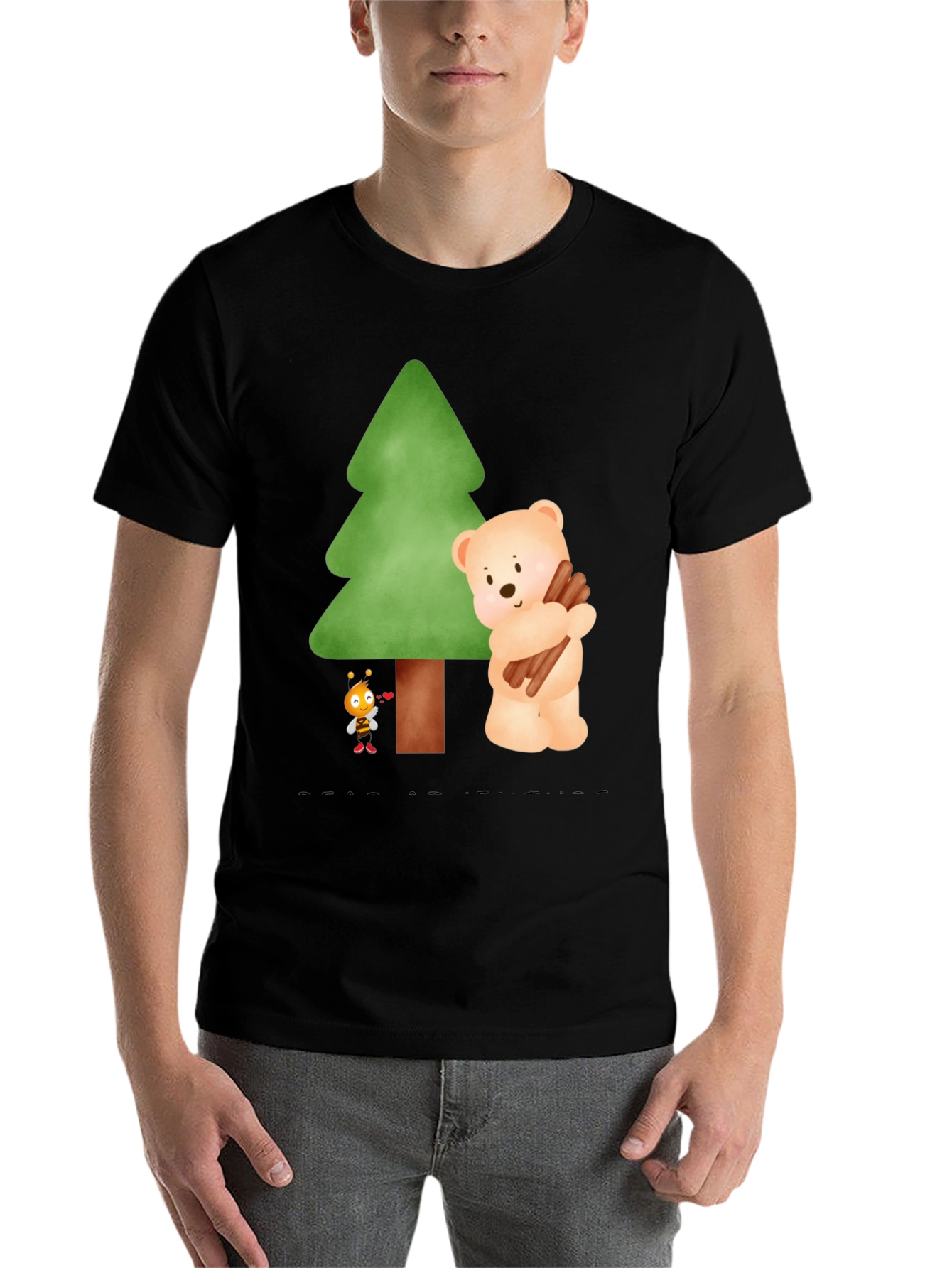 Black Cute Cartoon Nature Tee view 7