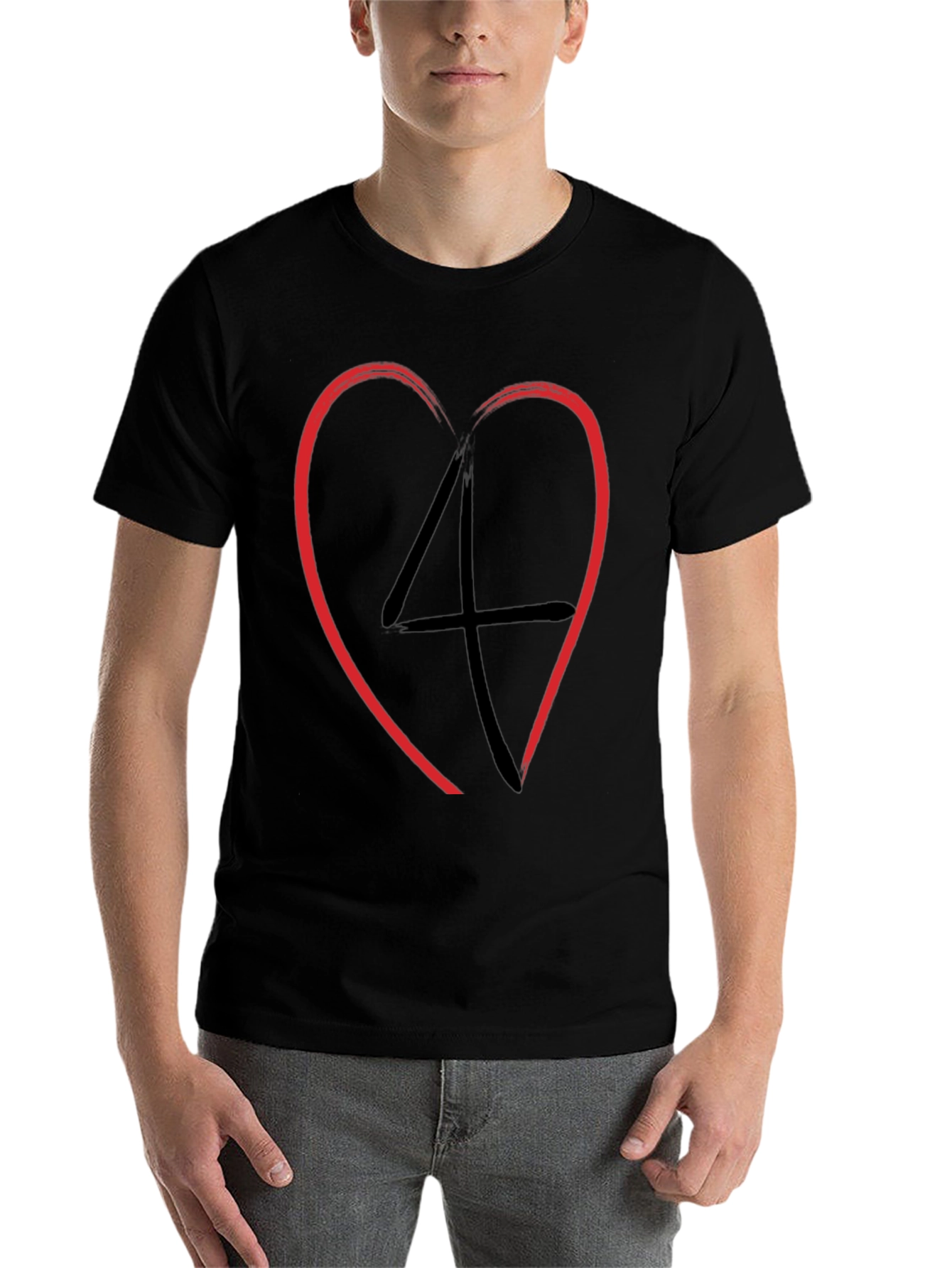 Black Heart 4 Men's Black Graphic Tee view 7