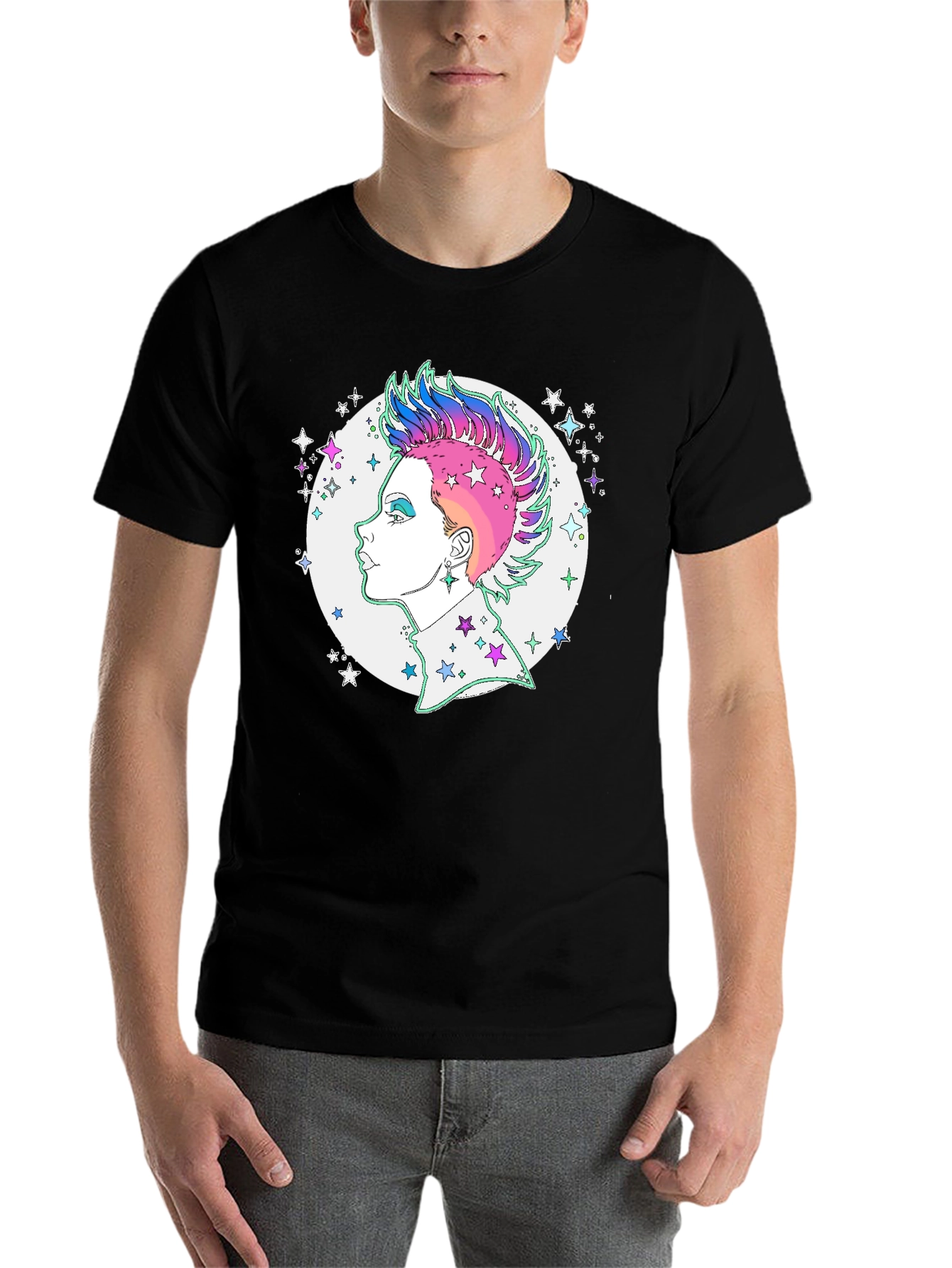 Black Edgy Punk Star Graphic Tee view 7