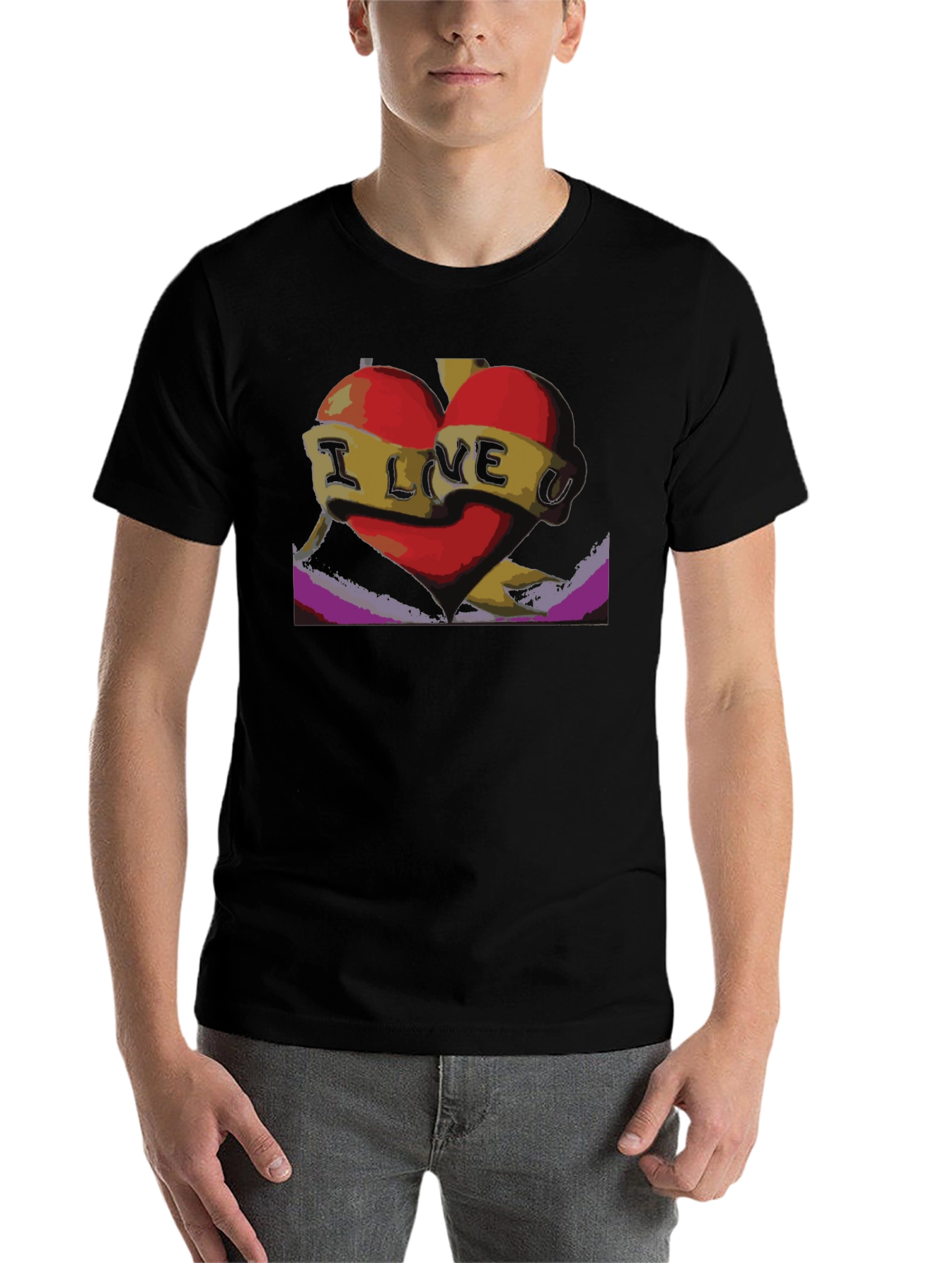 Black I Love U Heart Graphic Tee - Black view 7