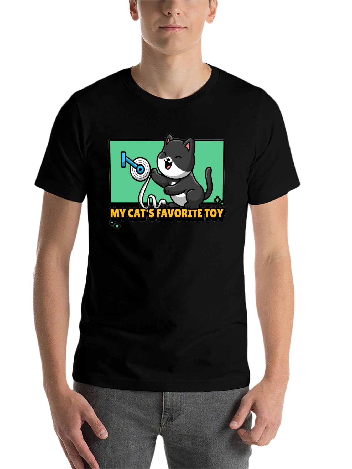 Black Cat's Favorite Toy T-Shirt - Humorous Pet Lover Tee view 7