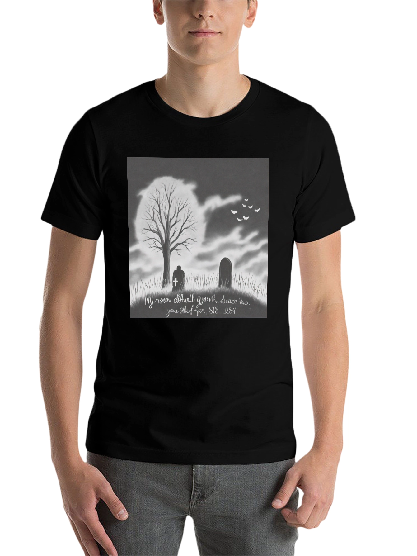 Black Gothic Graveyard T-Shirt - Dark Humor Tee view 7
