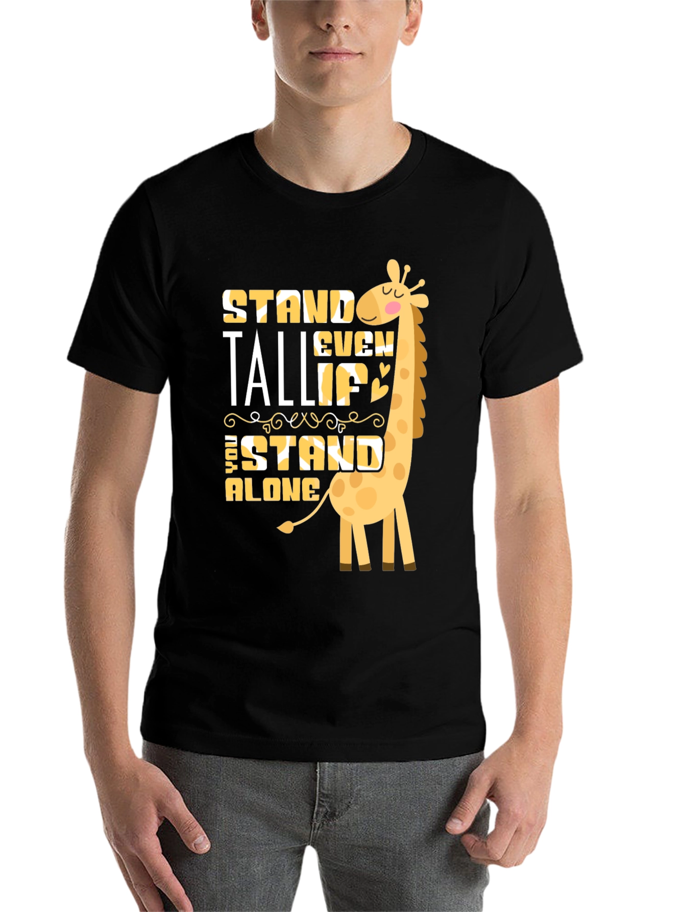 Black Stand Tall Giraffe Graphic T-Shirt view 7