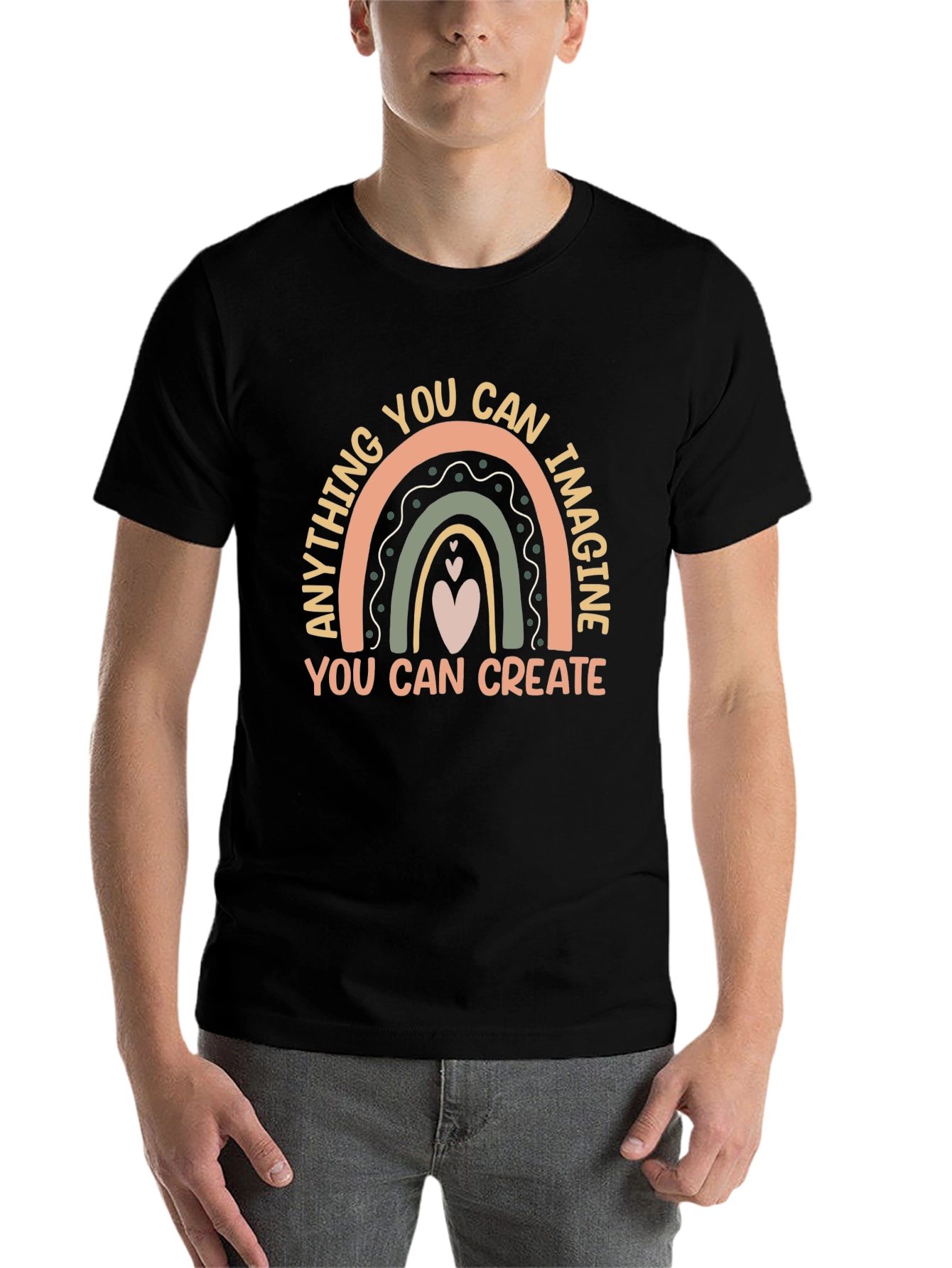 Black Inspirational Rainbow Graphic Tee view 7