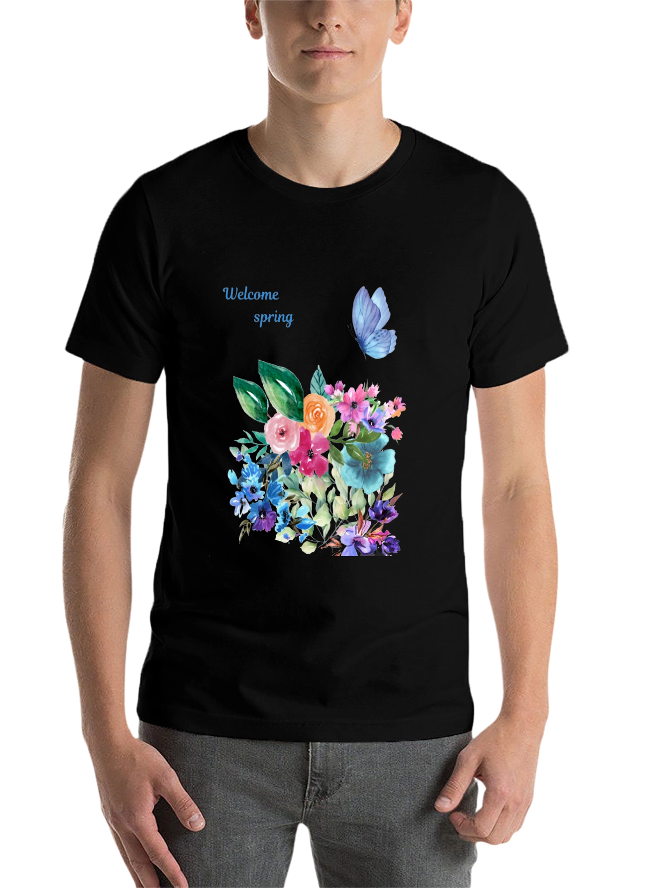 Black Spring Welcome Floral T-Shirt view 7