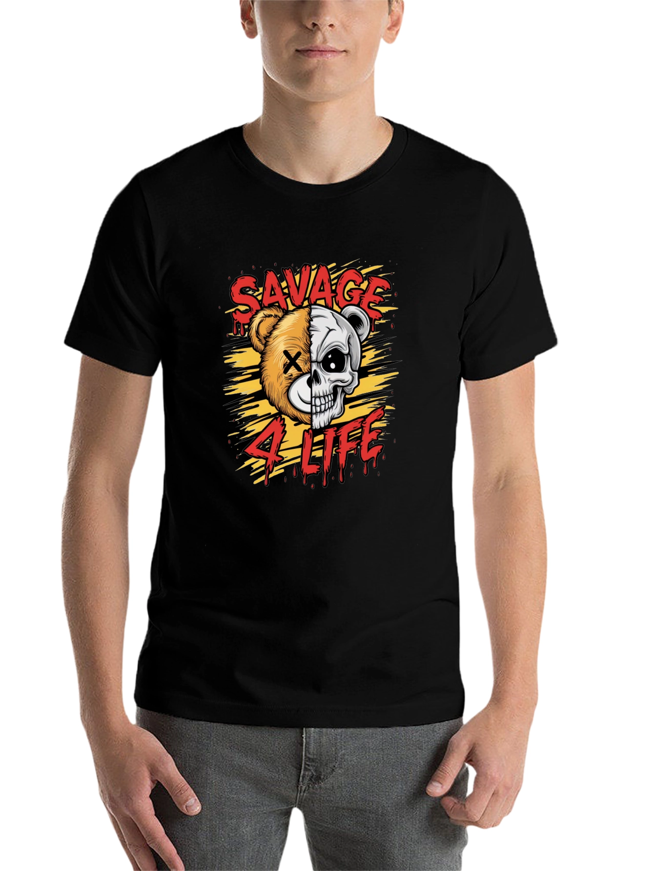 Black Savage 4 Life Graphic Print T-Shirt view 7